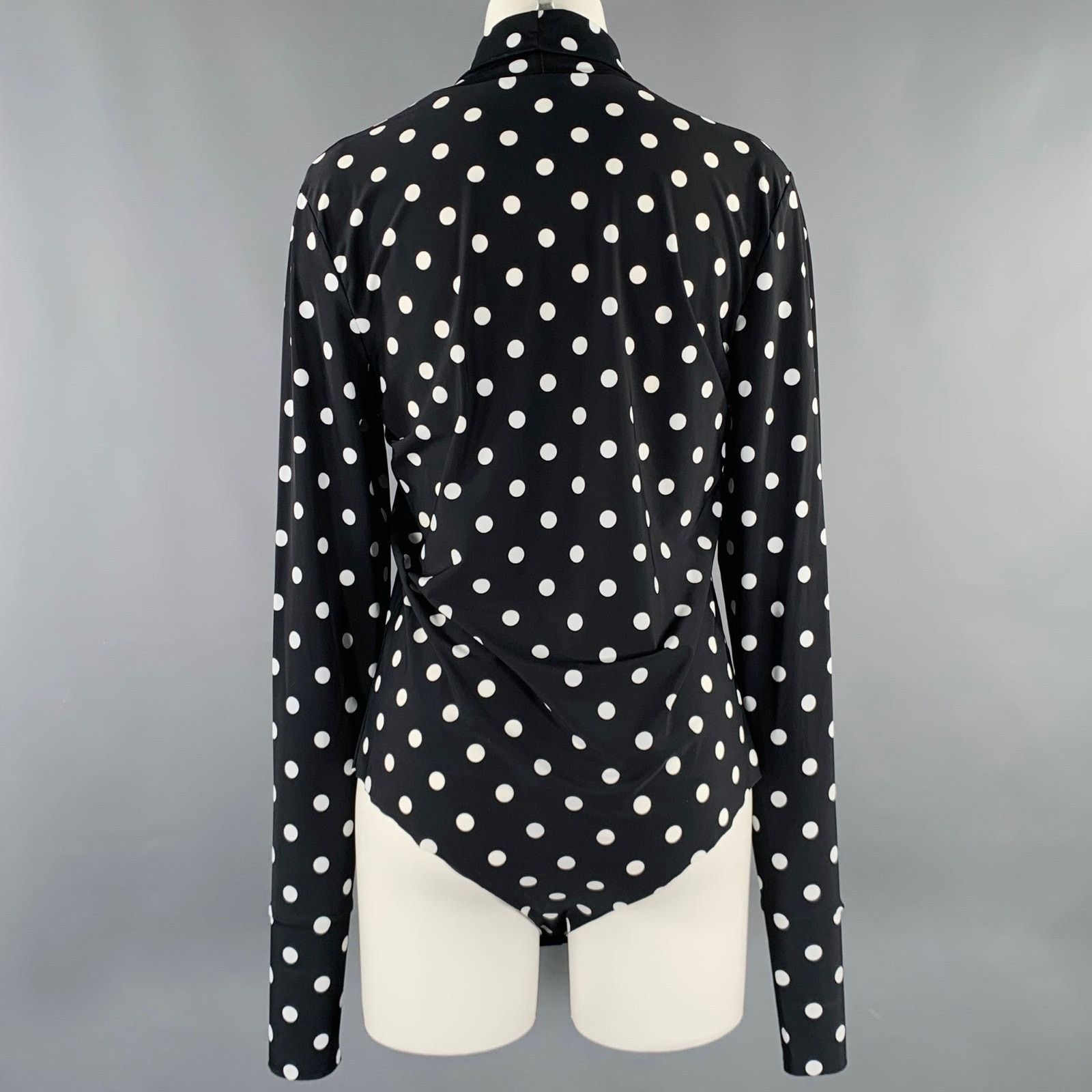 Prabal Gurung M Black White Lycra Polka Dot Bodysuit Dress Top Size M / US 6-8 / IT 42-44 - 3 Thumbnail