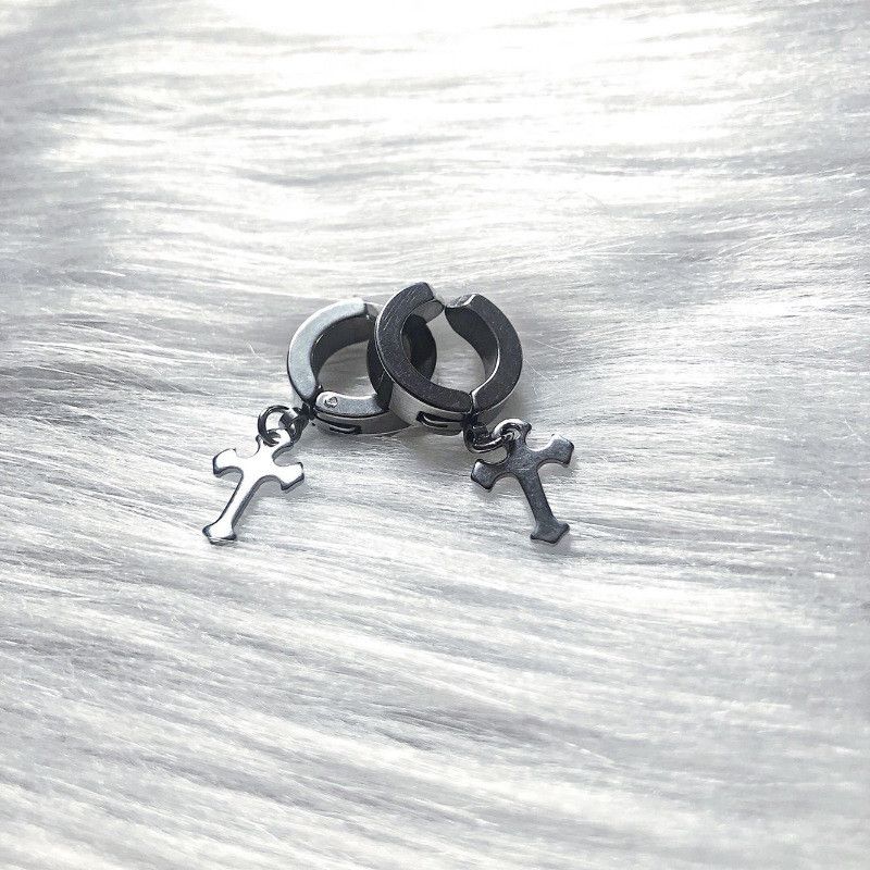 Jewelry Cross Retro Earrings One Pairs Chrome Jewelry Size ONE SIZE - 4 Thumbnail