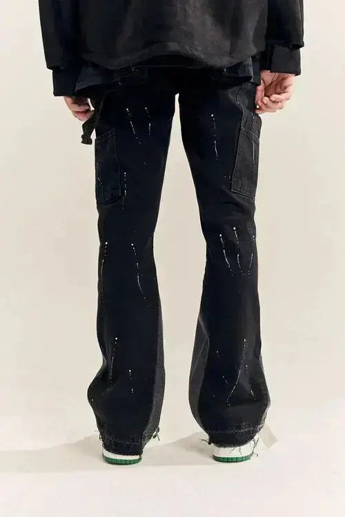 VIBE Splattered Paint Flare Black Denim Jeans Size US 30 / EU 46 - 3 Thumbnail