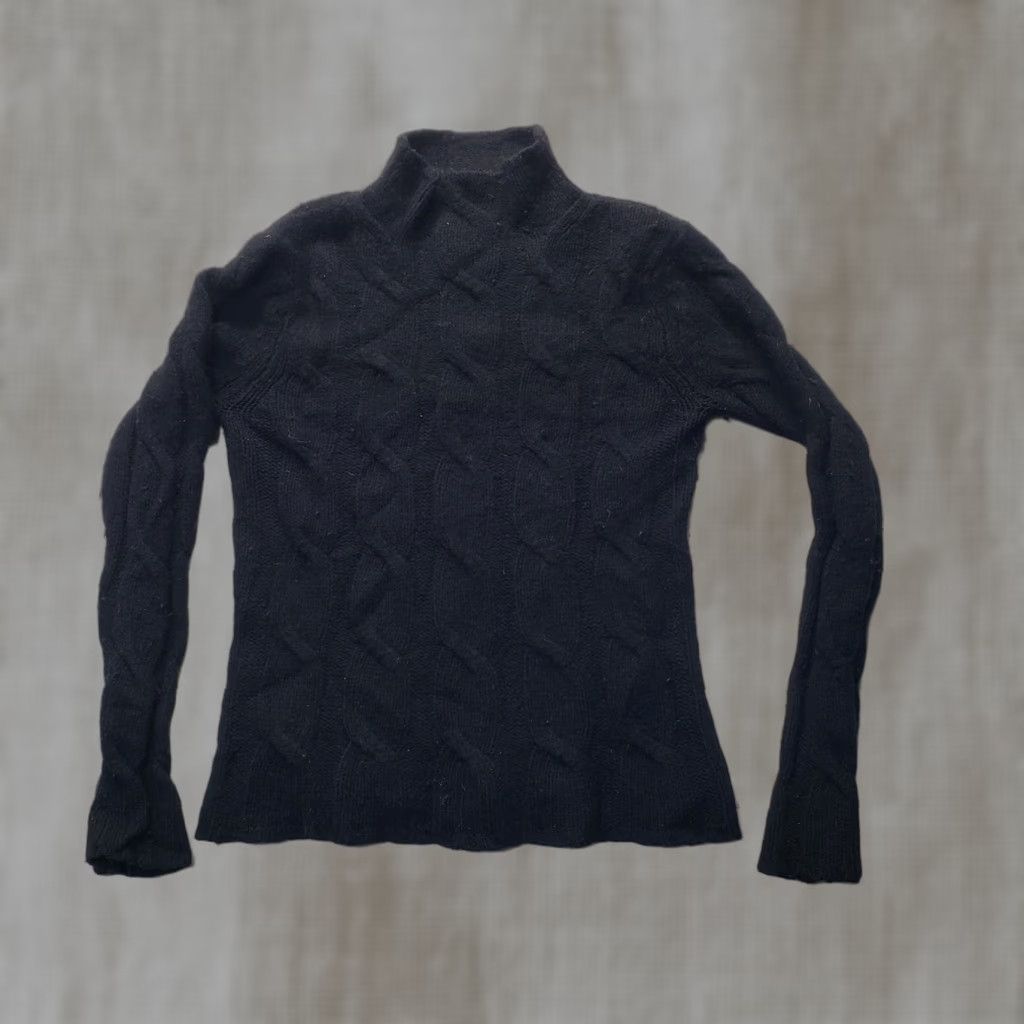Eddie Bauer Eddie Bauer Solid Blue Lambs Wool Rabbit Cable Knit Sweater Womens Size M Medium Size M / US 6-8 / IT 42-44 - 1 Thumbnail