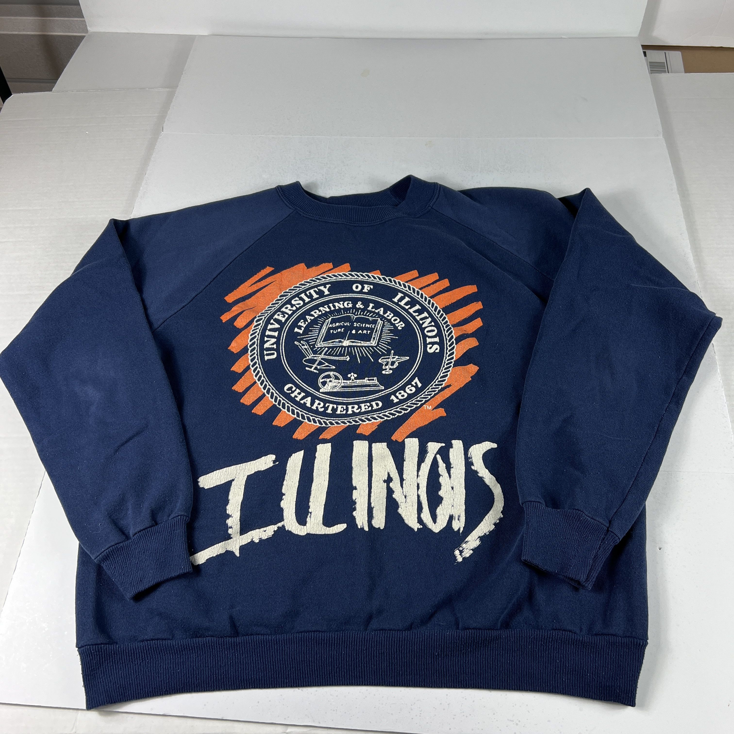 Hanes × NCAA × Vintage VTG 90s University Illinois Fighting Illini Sweater Crewneck Size US L / EU 52-54 / 3 - 1 Thumbnail
