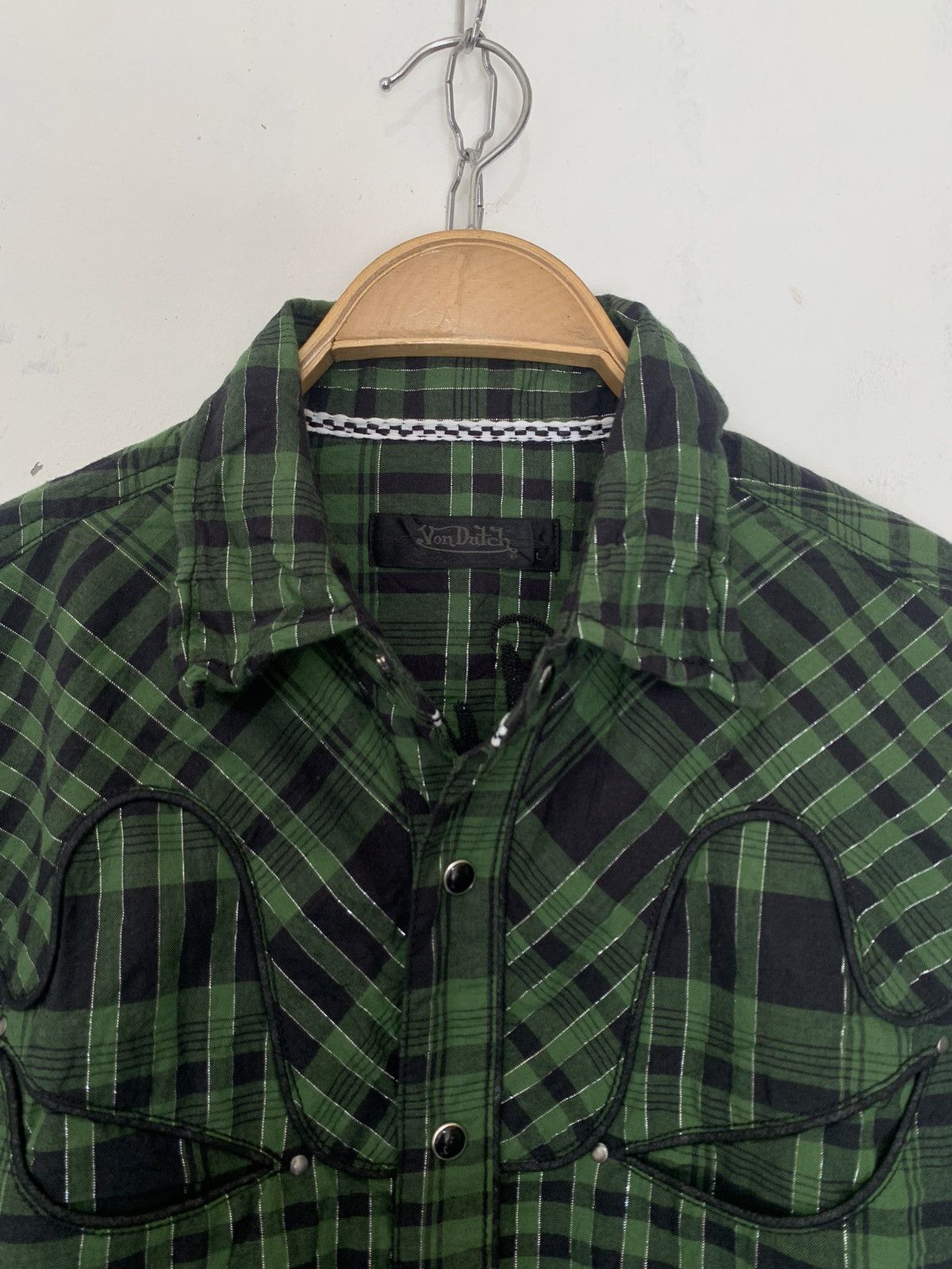 If Six Was Nine × Japanese Brand × Von Dutch Von dutch skull cotton check western shirt Size US L / EU 52-54 / 3 - 3 Thumbnail