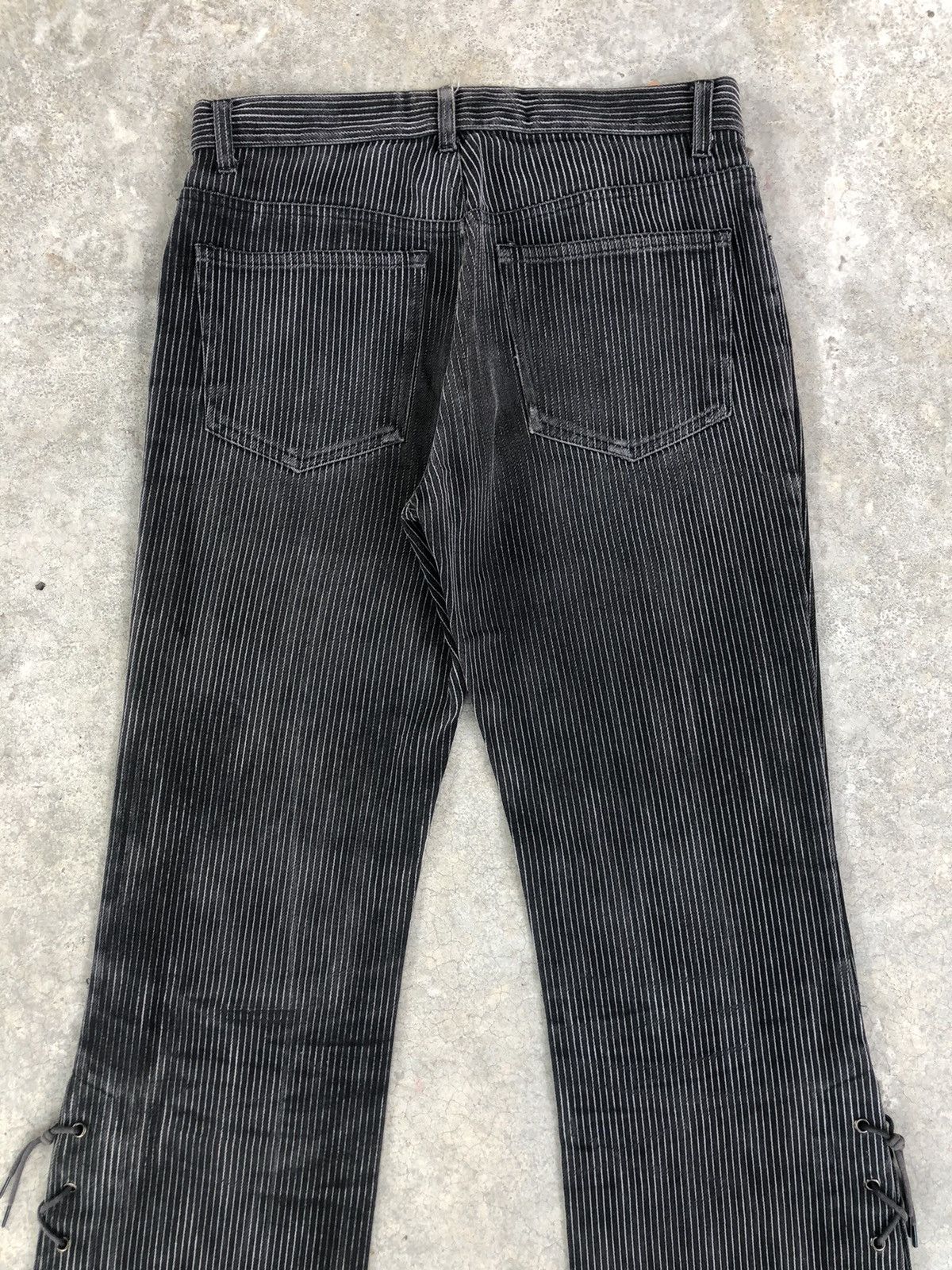 Tornado Mart Japanese Studio Sho Flared Jeans Hickory Stripe Distressed Size US 31 - 8 Thumbnail
