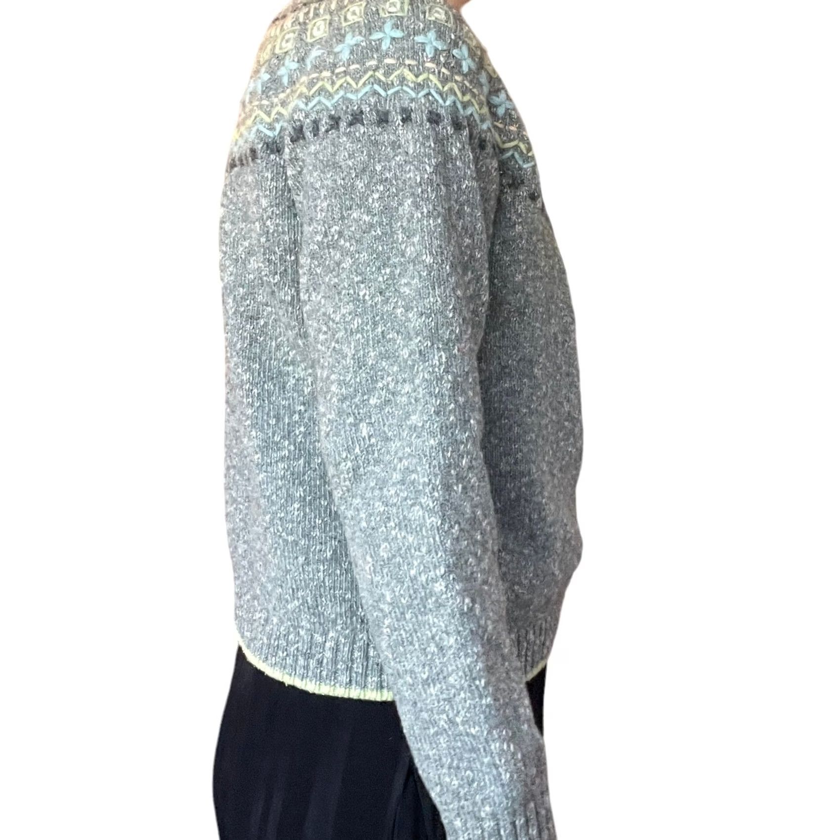 Pendleton VINTAGE Pendleton Cardigan Sweater M Wool Fair Isle Embroidered Grey Ladies 90s Bohemian Knit Long Sleeve Size M / US 6-8 / IT 42-44 - 2 Thumbnail
