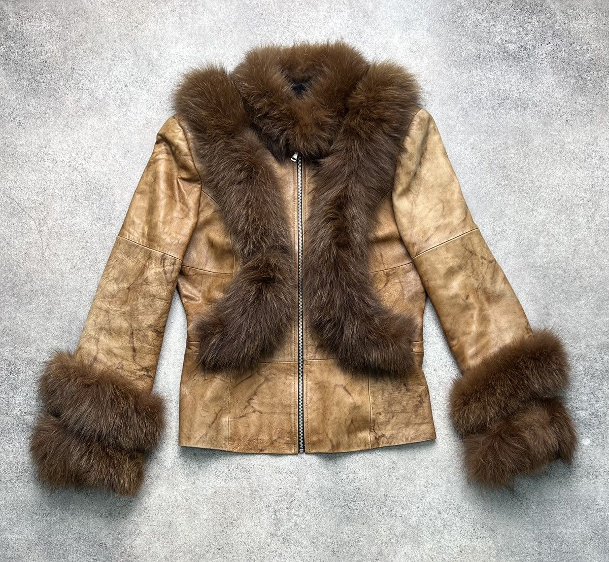 Vintage Vintage gorgeous fancy leather jacket with fur details Size S / US 4 / IT 40 - 1 Thumbnail