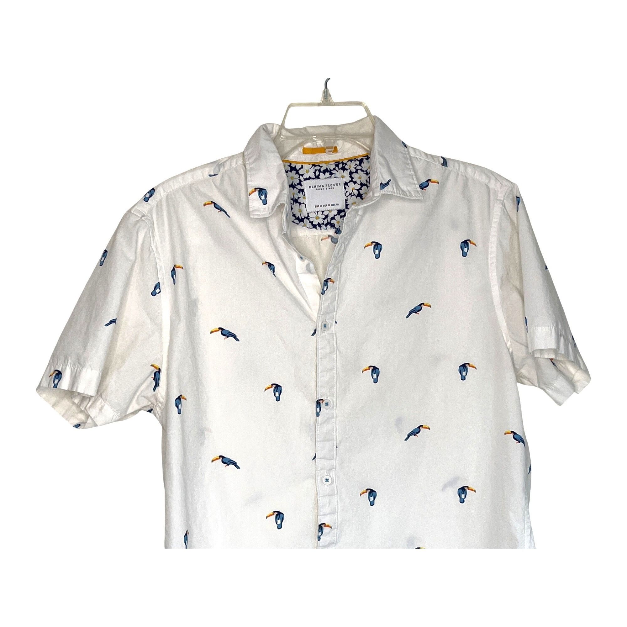 Other Denim & Flower Ricky Singh Mens M White Cotton Toucan Print Size US M / EU 48-50 / 2 - 3 Thumbnail