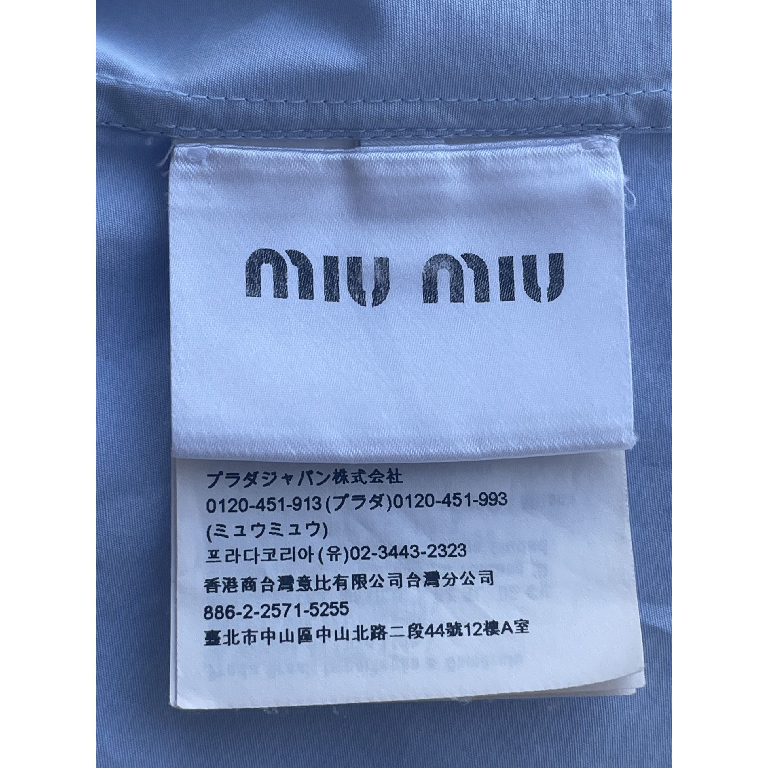 Miu Miu Miu Miu Light Blue Cotton Womens Cropped Button-Up Shirt Wit Size M / US 6-8 / IT 42-44 - 10 Thumbnail