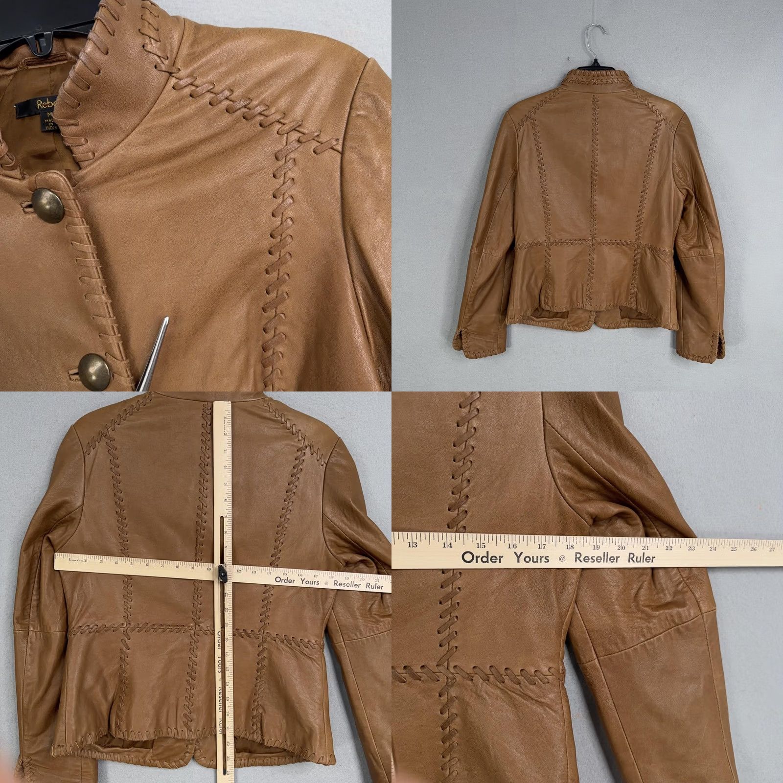 Vintage Reba Jacket Womens Medium Brown Leather Western Whipstitch Button Front Ladies Jacket Size M / US 6-8 / IT 42-44 - 8 Thumbnail