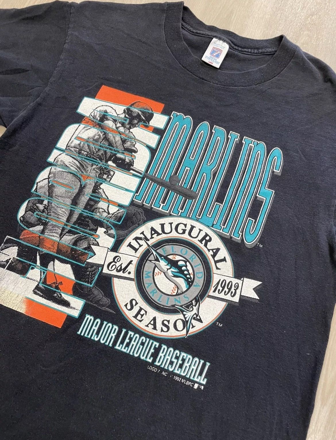 Vintage 1993 Florida Marlins Logo 7 Inaugural Season Tee Mens Large Size US L / EU 52-54 / 3 - 2 Thumbnail