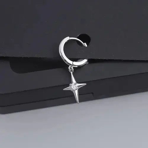 Other 925 Silver Plated Star Dangle Drop Earrings for Men Women Size ONE SIZE - 4 Thumbnail