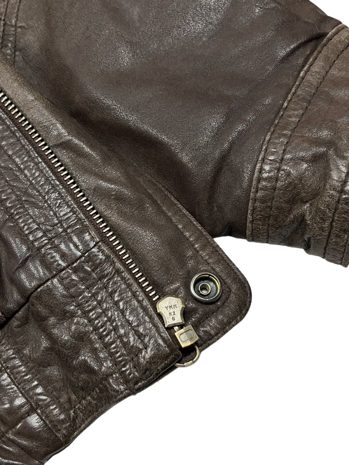 Other Vintage Archival Brown Leather Korean Jacket Avant Garde Size US L / EU 52-54 / 3 - 10 Thumbnail