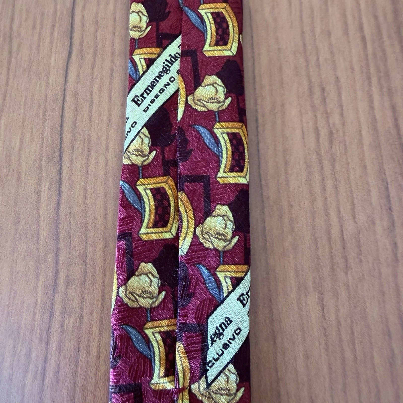 Ermenegildo Zegna Ermenegildo Zegna Silk Tie Burgundy Geometric Abstract 58" Size ONE SIZE - 9 Thumbnail