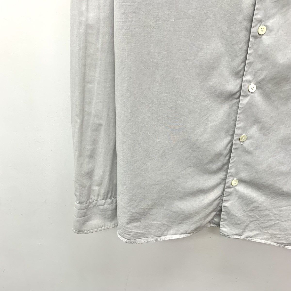 Armani Armani Grey Logo Cotton Collared Long Sleeve Shirt K26WX Size US XL / EU 56 / 4 - 4 Thumbnail