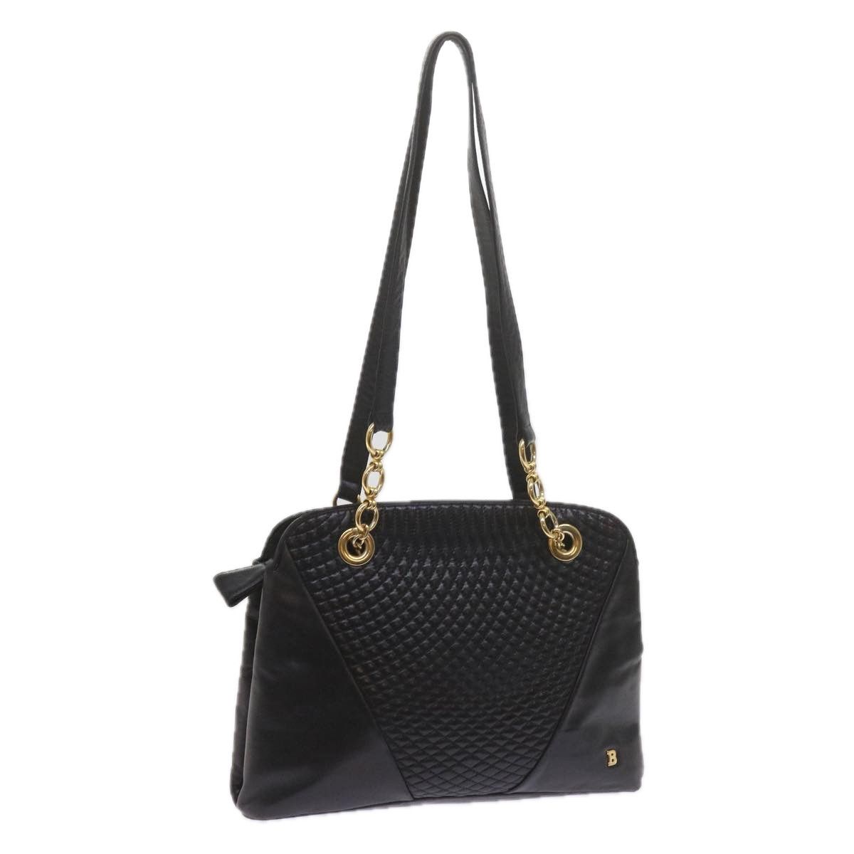 image of Bally Matelasse Shoulder Bag Leather Black Auth Ki3834, Women's