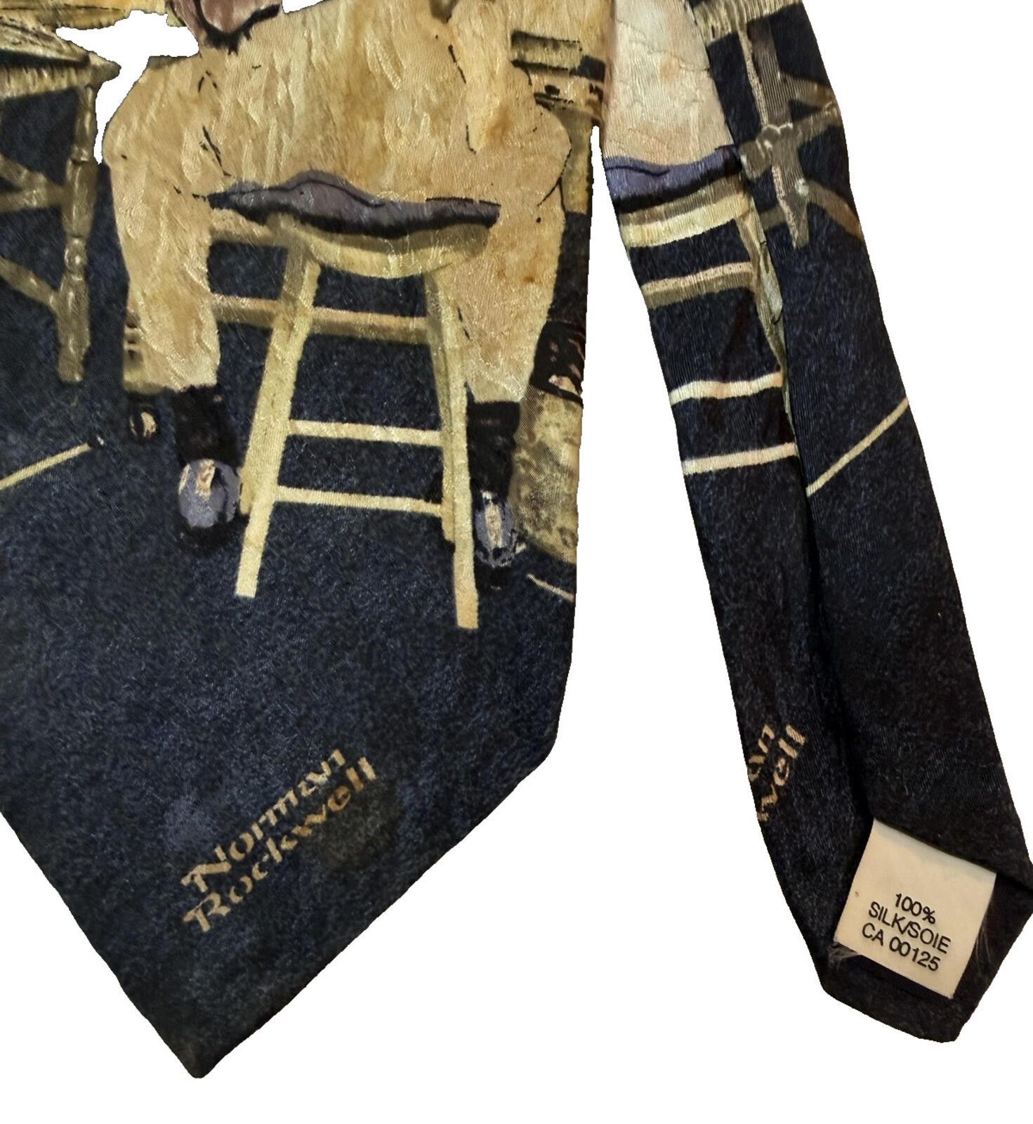 Other Vintage 90s Norman Rockwell Neck Ties Silk Art Print Lot 2 Size ONE SIZE - 3 Thumbnail