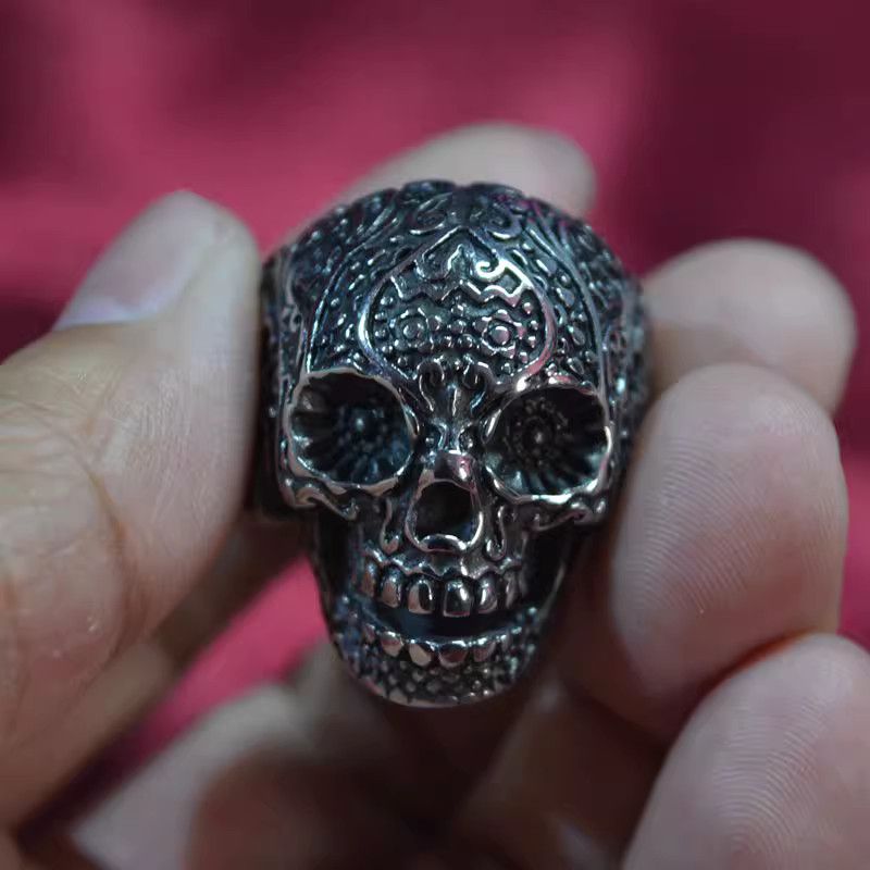 Avant Garde x Jewelry Skull Jewelry Rings Open Ring (Size 7-13) in Silver, Men's