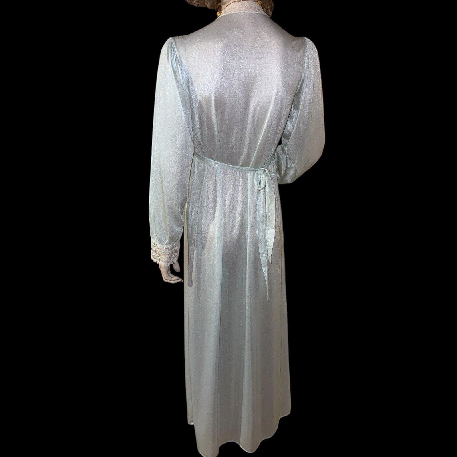 Designer Vtg Blue Nylon L/S Nightgown Lace Trim Sz S Val Mode Size ONE SIZE - 6 Thumbnail