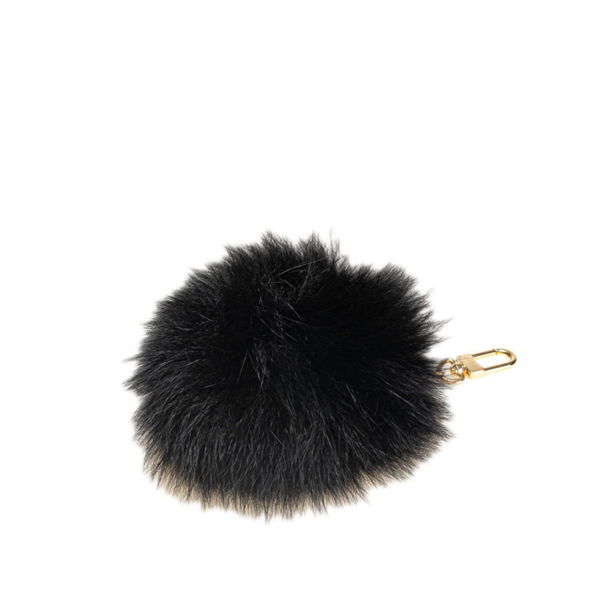 Louis Vuitton Louis Vuitton Fuzzy Bubble Fur Bag Charm Keychain M67372 Black with Gold Hardware, Women's LOUIS VUITTON Size ONE SIZE - 1 Thumbnail
