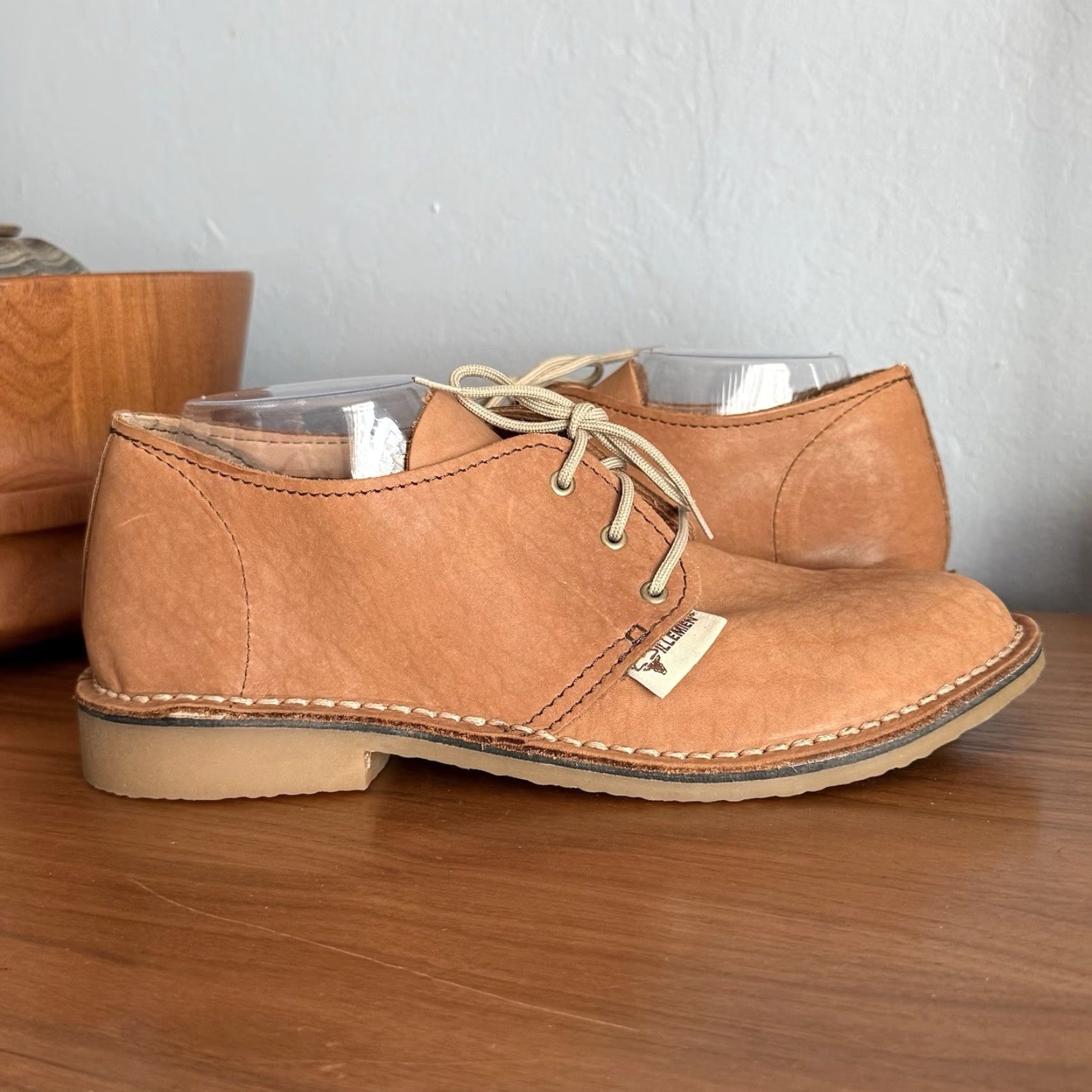Vintage Wildebees Footwear Dropper Vellie Tan Leather Lace-up Flats Shoes 7 Women Chukka Ankle Solid Leather Rubber Sole Size US 7 / IT 37 - 2 Thumbnail