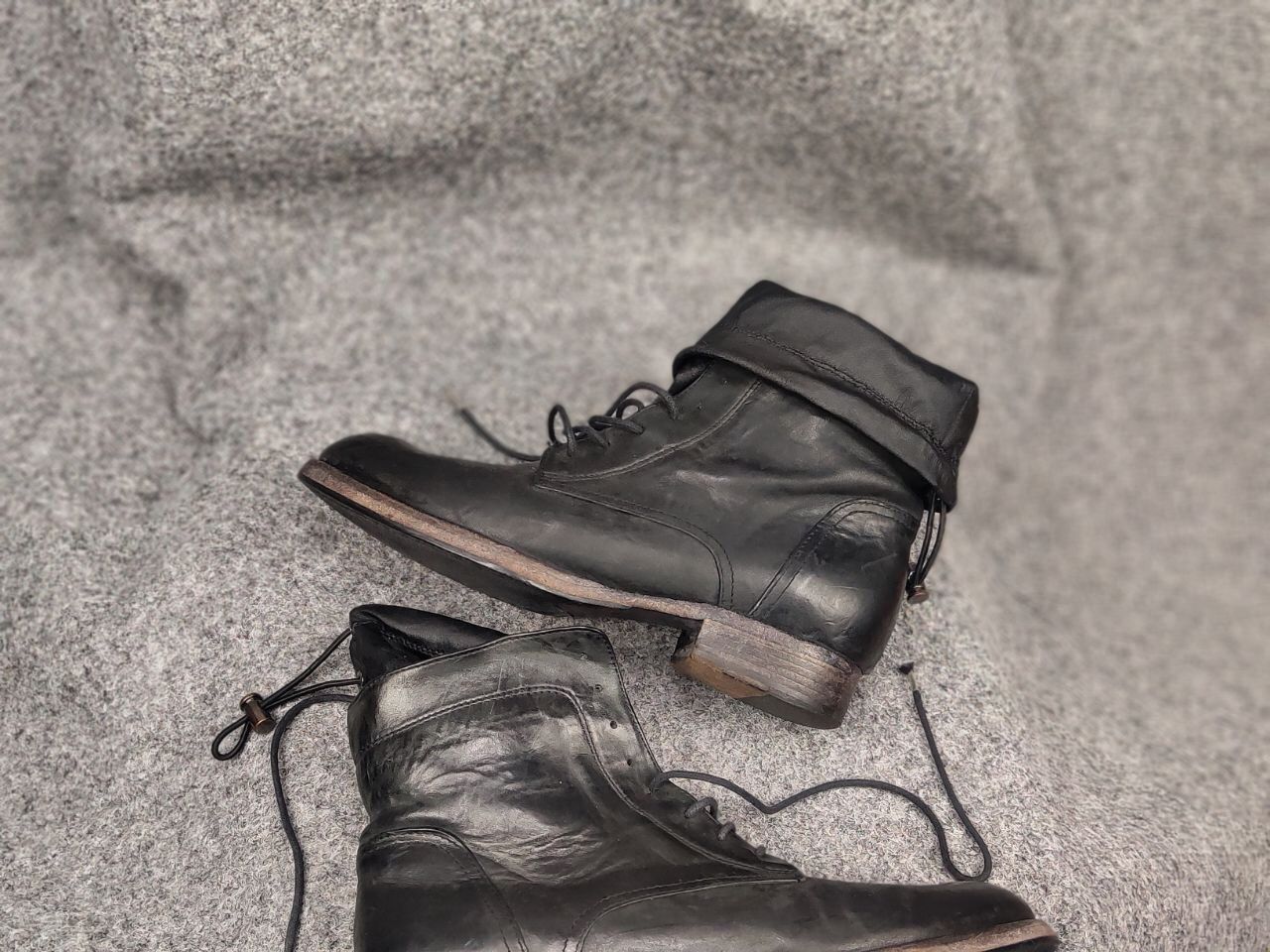 Other Vintage Guidi Style lace up Black Leather ankle Boots Size US 7 / IT 37 - 4 Thumbnail
