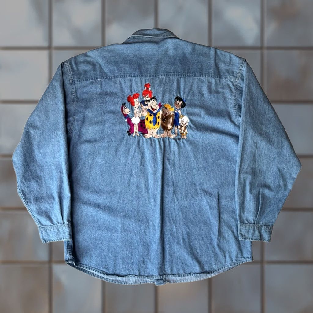 Vintage VINTAGE Flintstones Shirt Large Blue Long Sleeve Button Up Hanna Barbera Cartoon Shirt Size US L / EU 52-54 / 3 - 1 Thumbnail