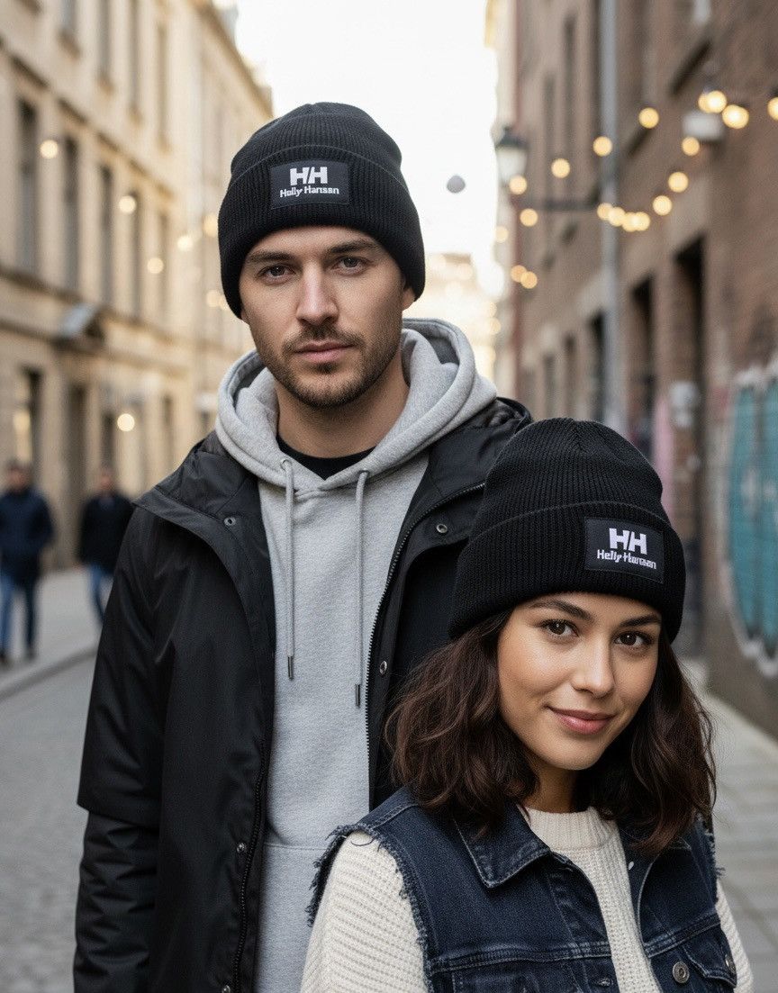 Helly Hansen Helly Hansen HH logo beanie hat black Knit winter warm STD Size ONE SIZE - 1 Thumbnail