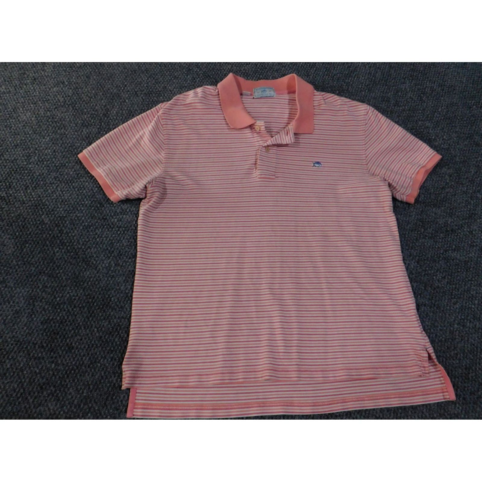 Southern Tide Southern Tide Polo Shirt Mens L Pink White Striped Cotton Casual Short Sleeve Collar Logo Golf Summer 2020s Size US L / EU 52-54 / 3 - 3 Thumbnail