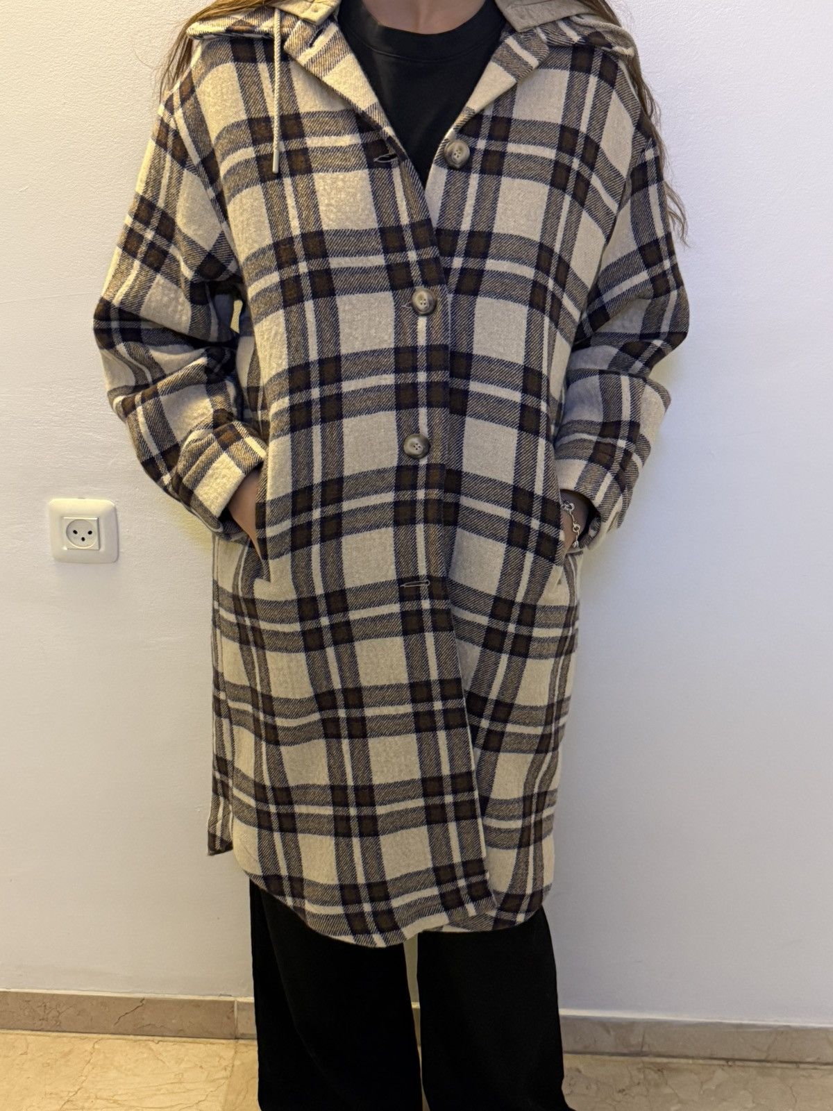 ba&sh Ba&sh brown and cream plaid wool coat Size M / US 6-8 / IT 42-44 - 2 Thumbnail