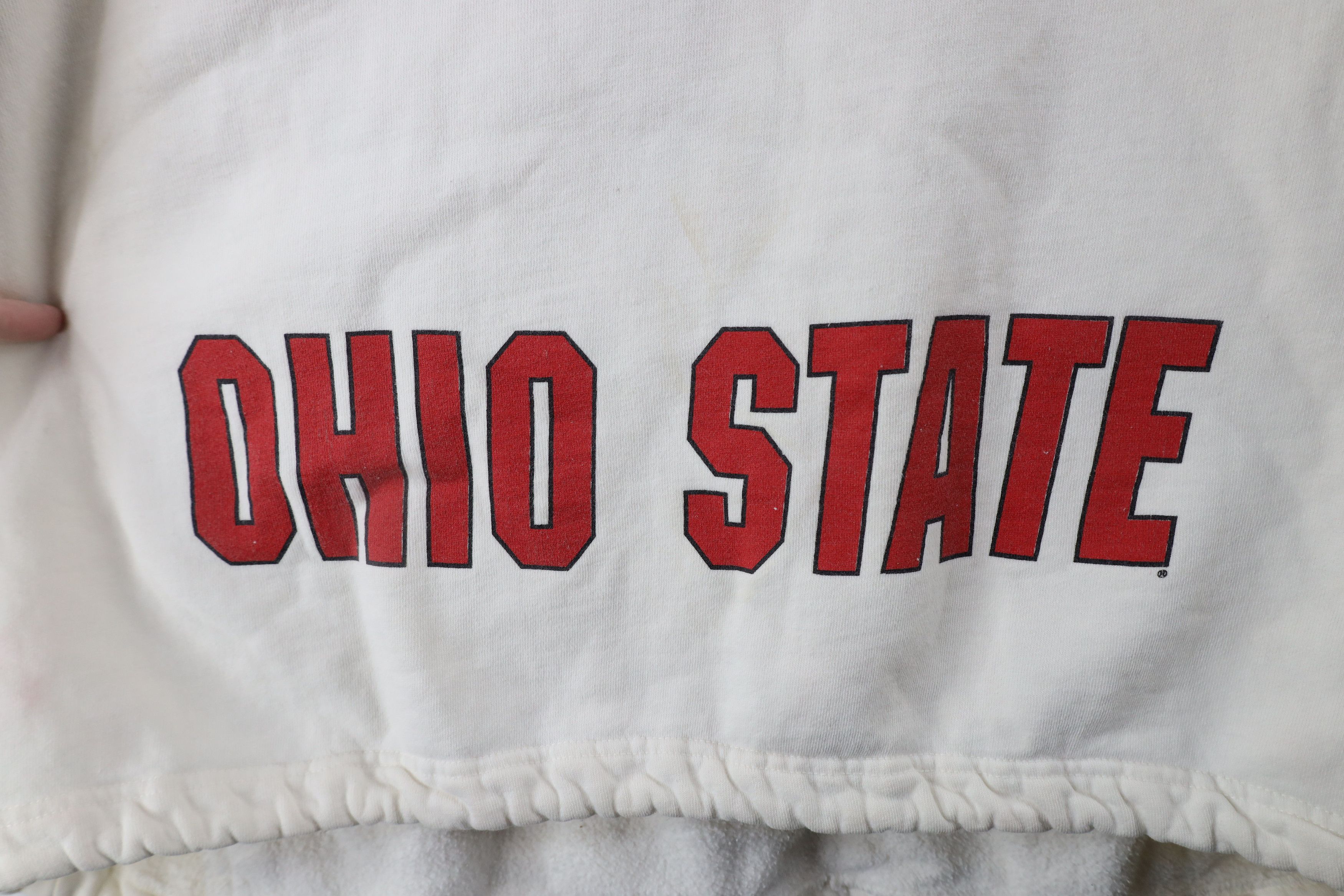 Vintage Vintage 90s Baggy Ohio State University Hoodie White USA Size US L / EU 52-54 / 3 - 11 Thumbnail
