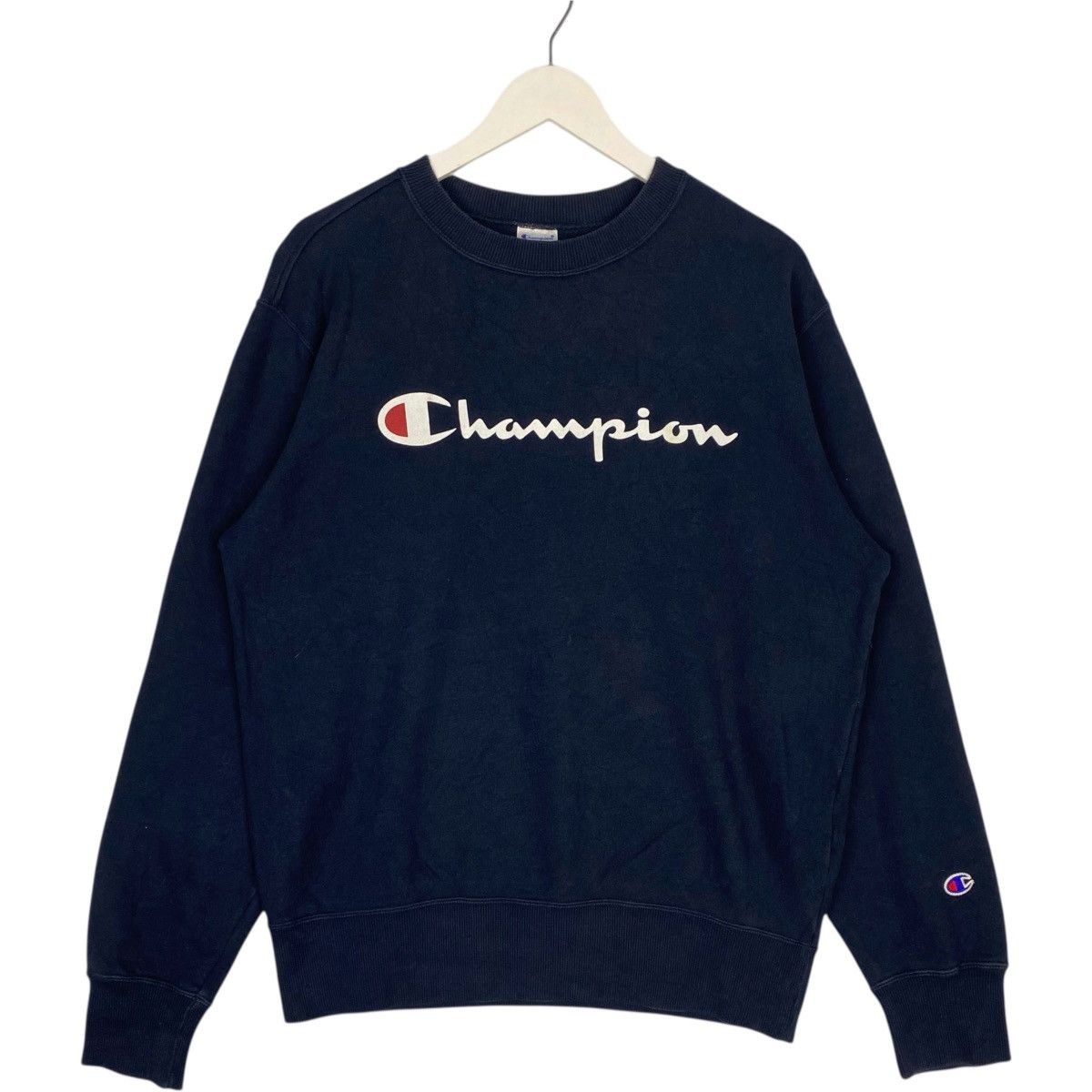 Vintage Vintage Champion Sweatshirt Big Logo Navy Blue Pullover Sz L Size US L / EU 52-54 / 3 - 1 Thumbnail