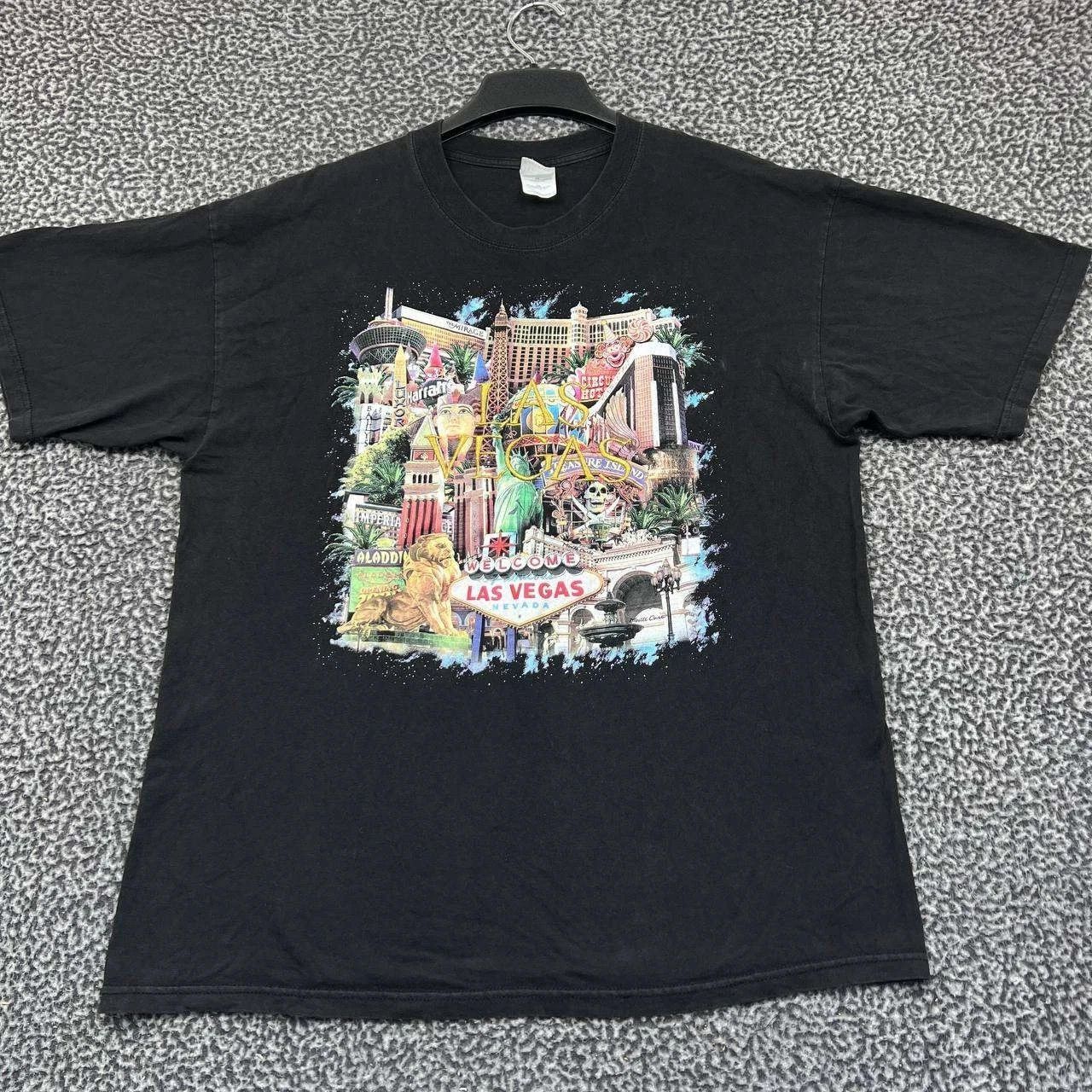 Gildan Las Vegas Shirt Men Black Short Sleeve Crew Neck Cotton XL Size US XL / EU 56 / 4 - 1 Thumbnail