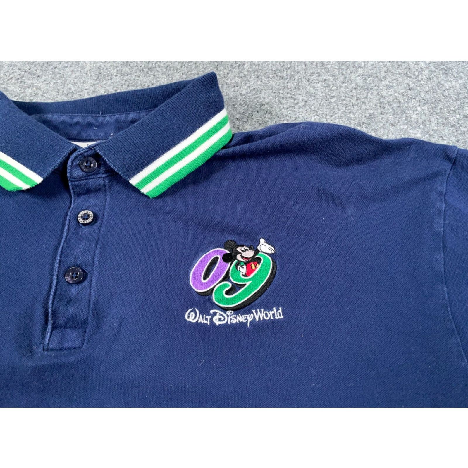 Disney Disney World Polo Shirt Adult Large Dark Blue Mickey Mouse 2009 Y2K Stretch Size US L / EU 52-54 / 3 - 7 Thumbnail
