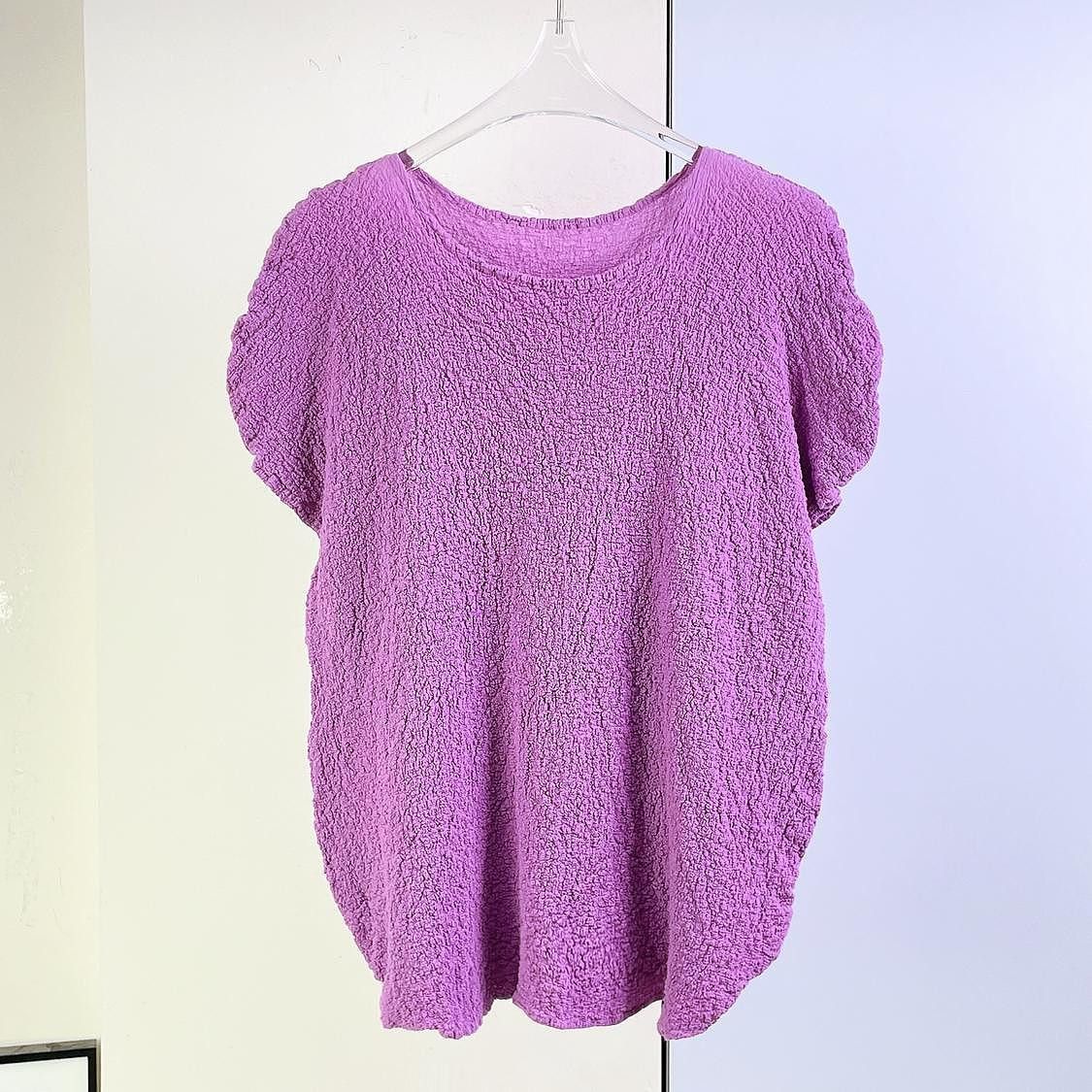 Issey Miyake Issey Miyake Me Purple Pleated Short Sleeve Top Size OS Size ONE SIZE - 1 Thumbnail