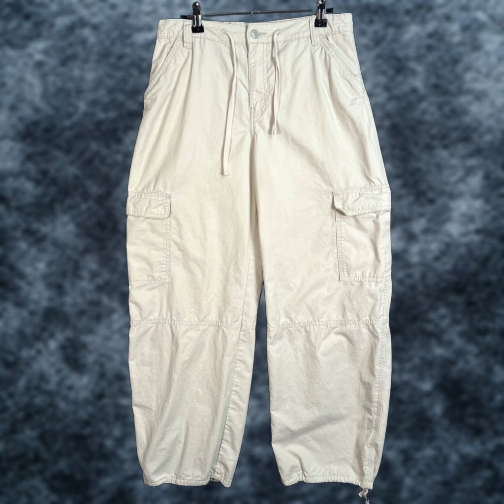 Weekday VINTAGE Weekday Womens Cargo Pants Wide Leg Beige Cotton 38 Casual Pants Womens Size 26" / US 2 / IT 38 - 1 Thumbnail