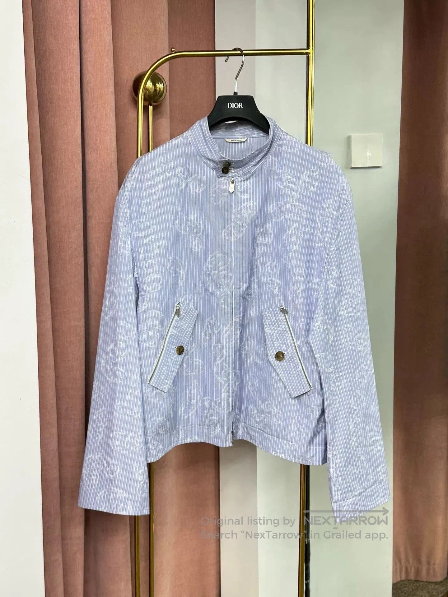 Hermes Hermes Men's Blue Striped Shirt Jacket. Size US L / EU 52-54 / 3 - 1 Thumbnail