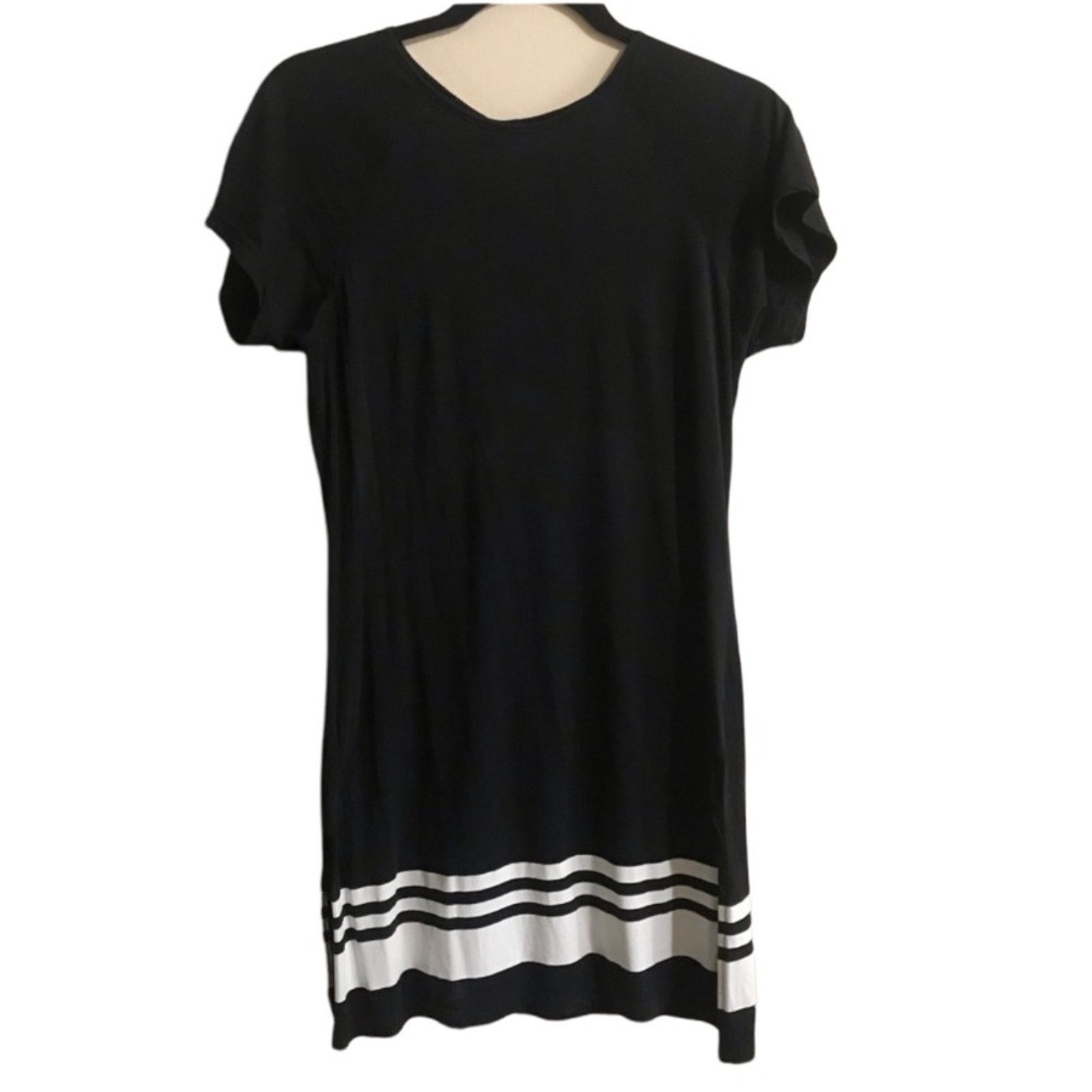 SKINGRAFT Skingraft Black w/ White Stripes Mini Shirt Dress Size S Size S / US 4 / IT 40 - 1 Thumbnail