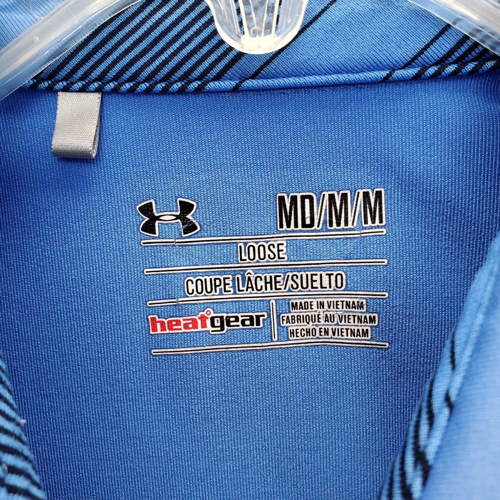 Under Armour Under Armour HeatGear Polo Shirt Mens M Blue Striped Collared Popover Size US M / EU 48-50 / 2 - 5 Thumbnail