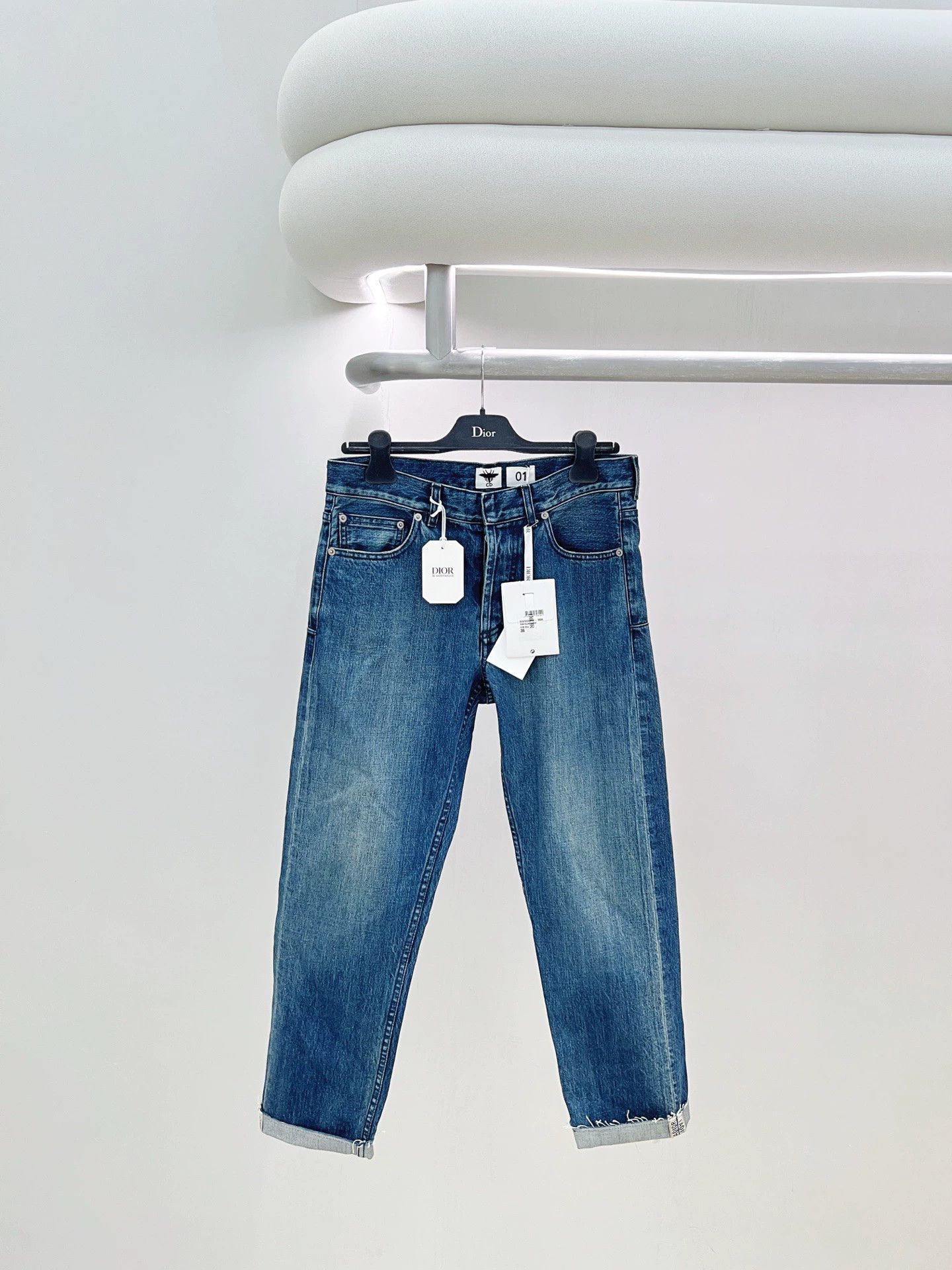 Dior DIOR blue cuffed jeans 36 new Size 26" / US 2 / IT 38 - 1 Thumbnail