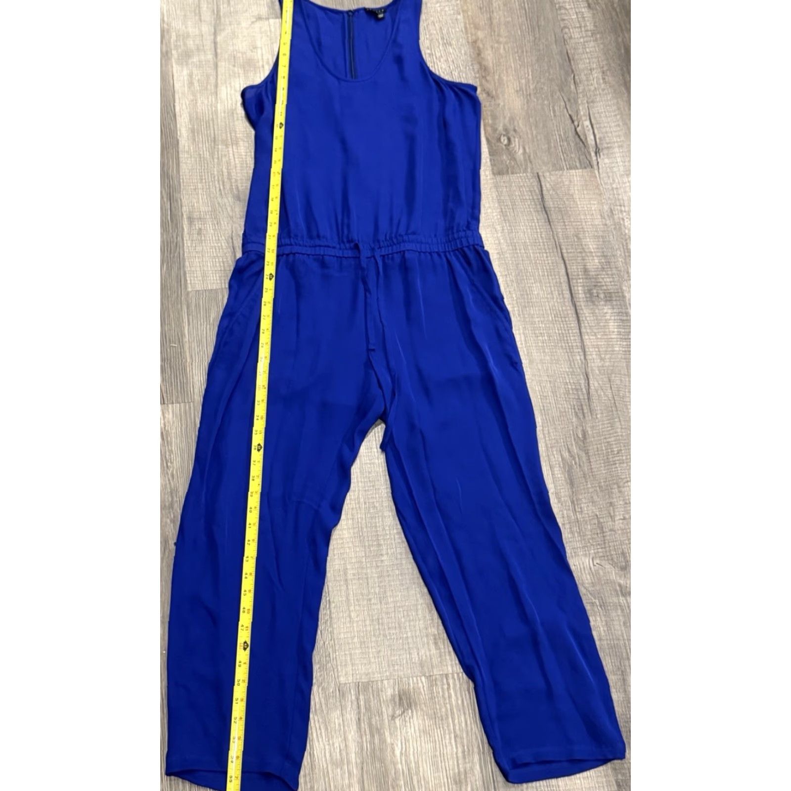 Theory THEORY Silk Jumpsuit Size M Blue Sleeveless Casual Party One-Piece Womens Size 32" / US 10 / IT 46 - 3 Thumbnail