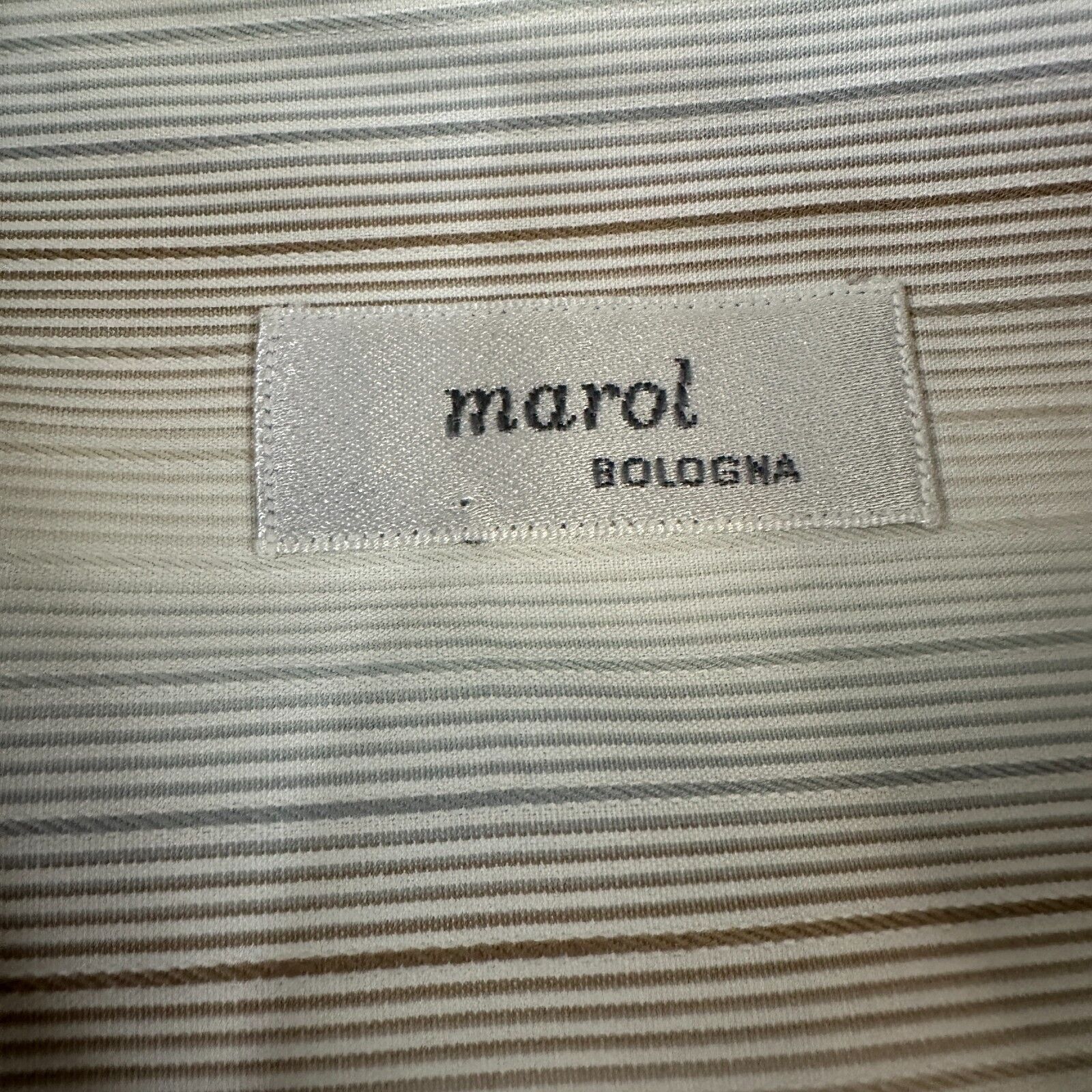 The Unbranded Brand Marol Bolgna Dress Shirt Mens 43 17 Cream Blue Brown Striped Size US L / EU 52-54 / 3 - 6 Thumbnail