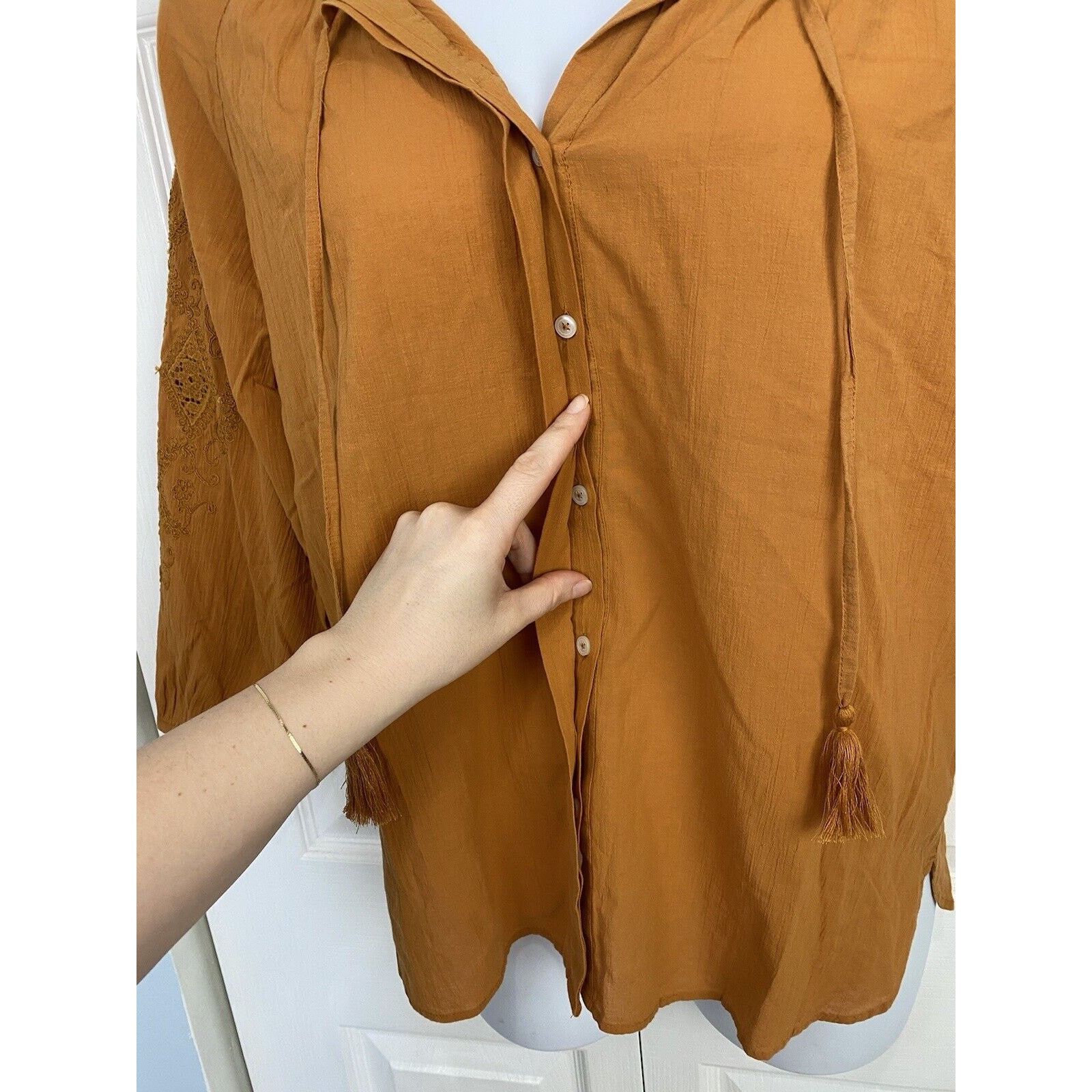 Massimo Dutti NWT Massimo Dutti Orange Rust Button Shirt Blouse Linen Size M / US 6-8 / IT 42-44 - 4 Thumbnail