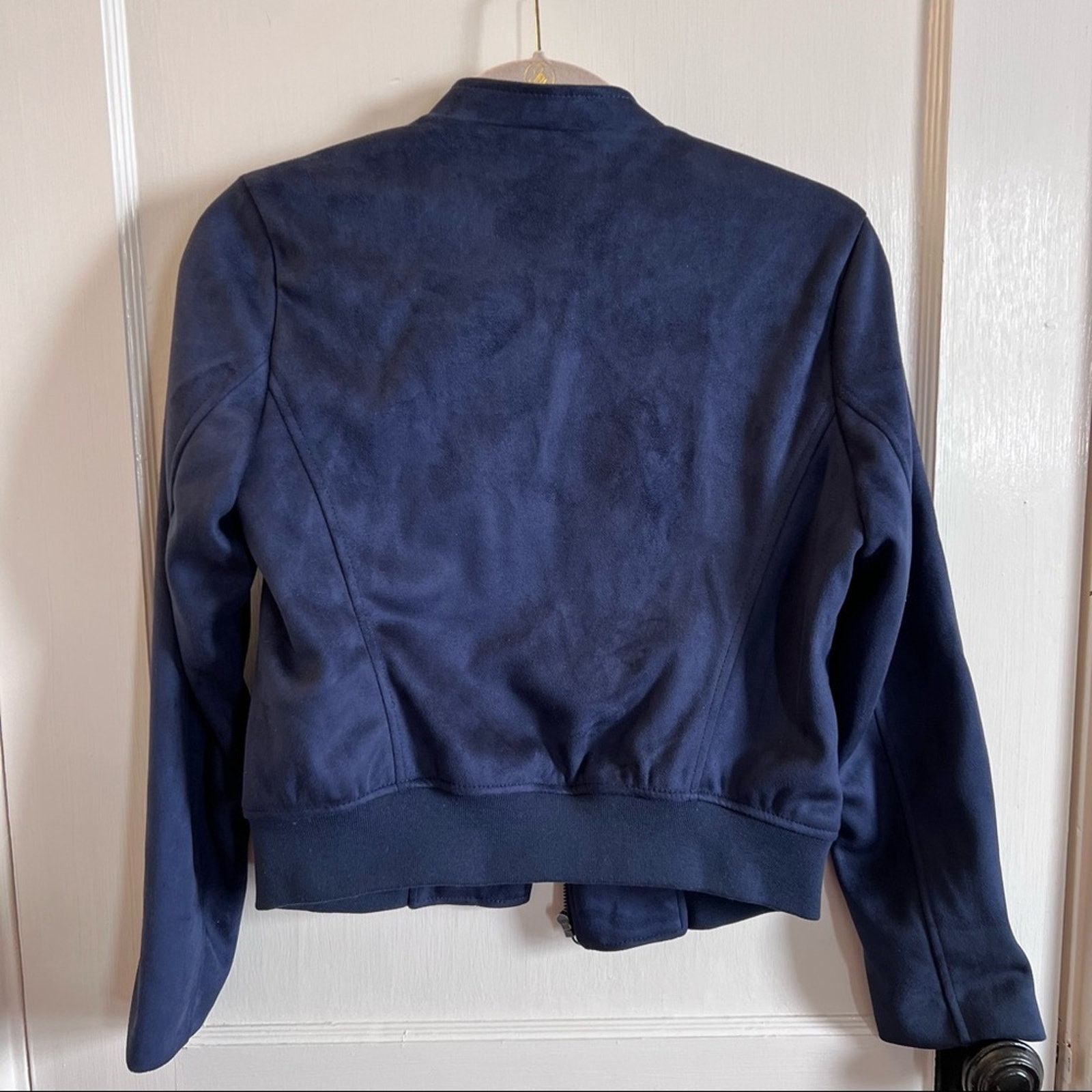 Banana Republic Banana Republic Petite Blue Faux Suede Moto Jacket Size S / US 4 / IT 40 - 6 Thumbnail