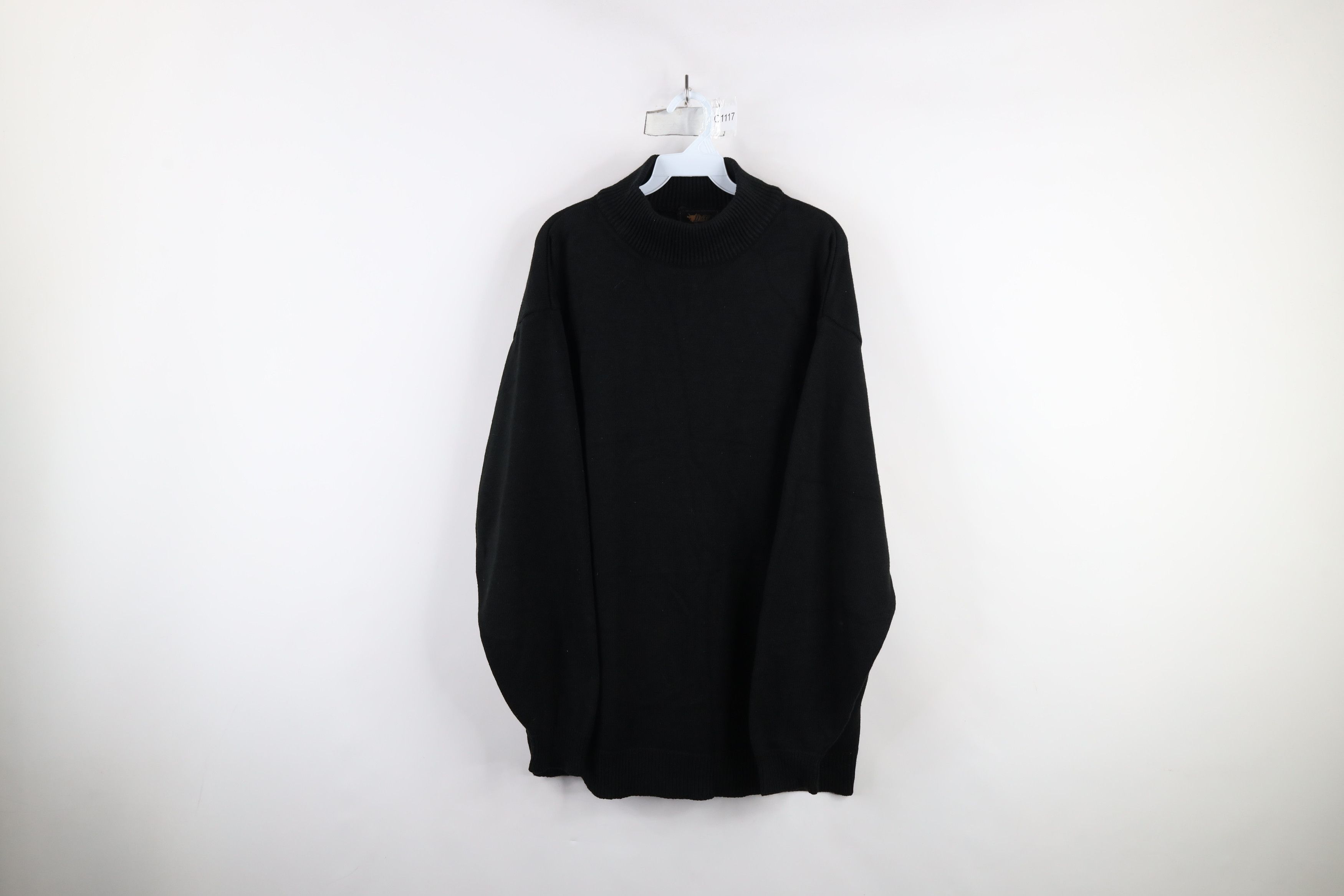 Vintage Vintage 90s Streetwear Baggy Mock Neck Knit Sweater Black Size US XXL / EU 58 / 5 - 1 Thumbnail