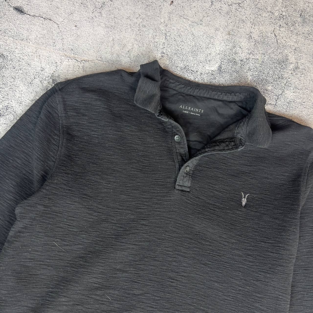 Allsaints Allsaints Polo Long Sleeve Men's Size L Cotton Black` Size US L / EU 52-54 / 3 - 2 Thumbnail