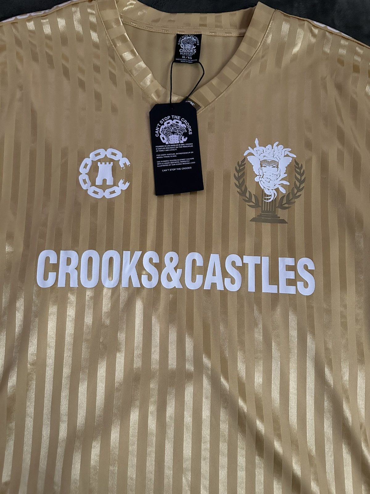 Crooks & Castles Crooks and Castles CNC Spellout Soccer Jersey Gold Stripe Size US XL / EU 56 / 4 - 2 Thumbnail