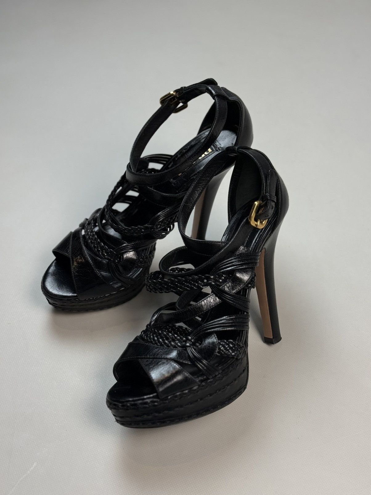 Prada Prada Ladies Black Leather Strappy Heels Shoes Size 41 Size US 10 / IT 40 - 14 Thumbnail