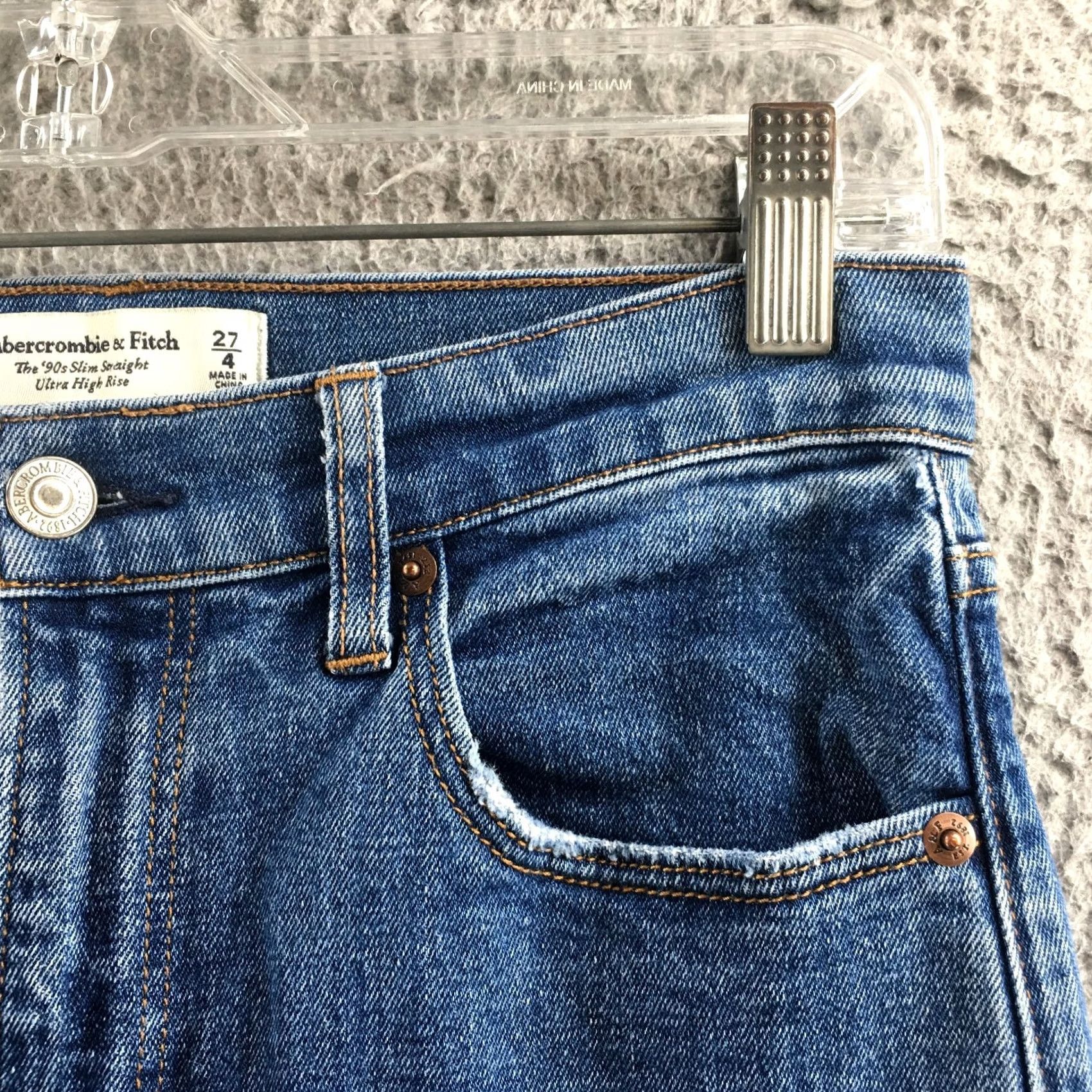 Abercrombie & Fitch Abercrombie & Fitch 90 Slim Straight Jeans Womens 28x30 Blue Denim Size 27" / US 4 / IT 40 - 4 Thumbnail