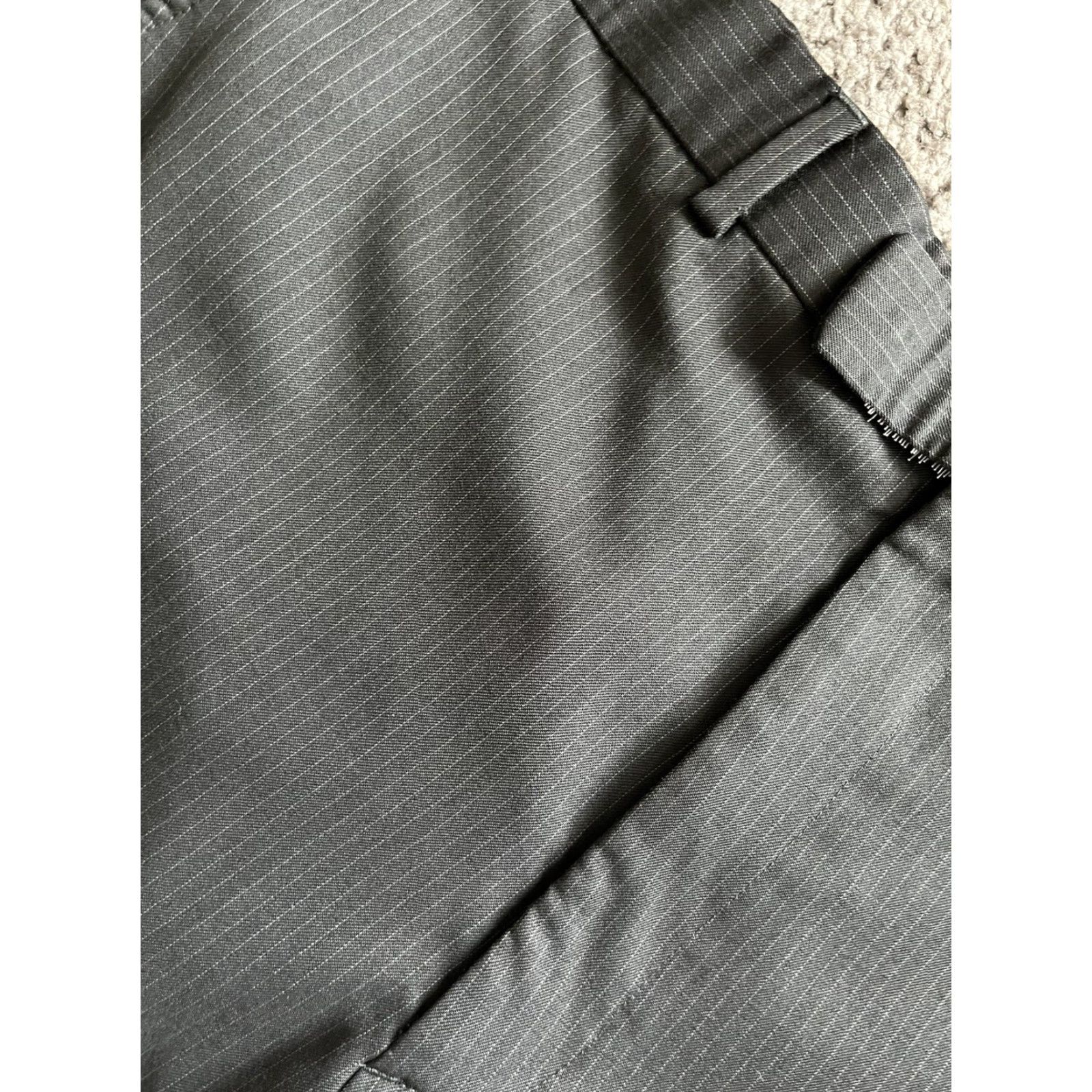Perry Ellis VINTAGE Perry Ellis Portfolio Dress Pants Mens 38S Black Pinstriped Straight Flat Front Size US 38 / EU 54 - 5 Thumbnail