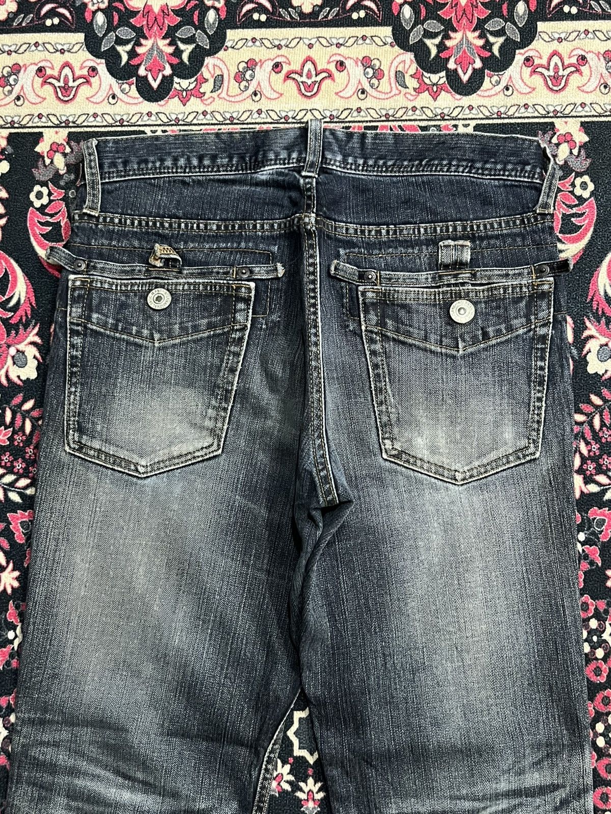 Japanese Brand Difference Rupert Dark Faded Washed Whisker Ripped Jeans Size US 30 / EU 46 - 8 Thumbnail