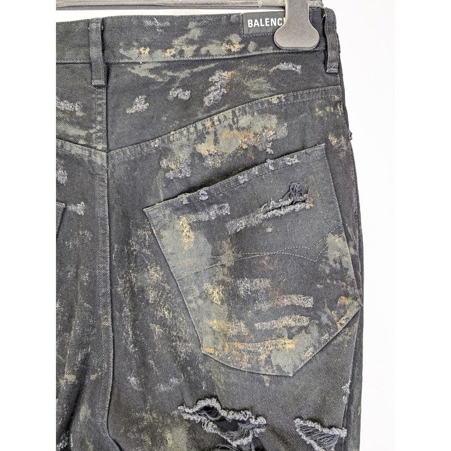 Balenciaga o1rshd1 Unisex Super Destroyed Baggy Pants 13 in Flat Black Size US 34 / EU 50 - 17 Thumbnail